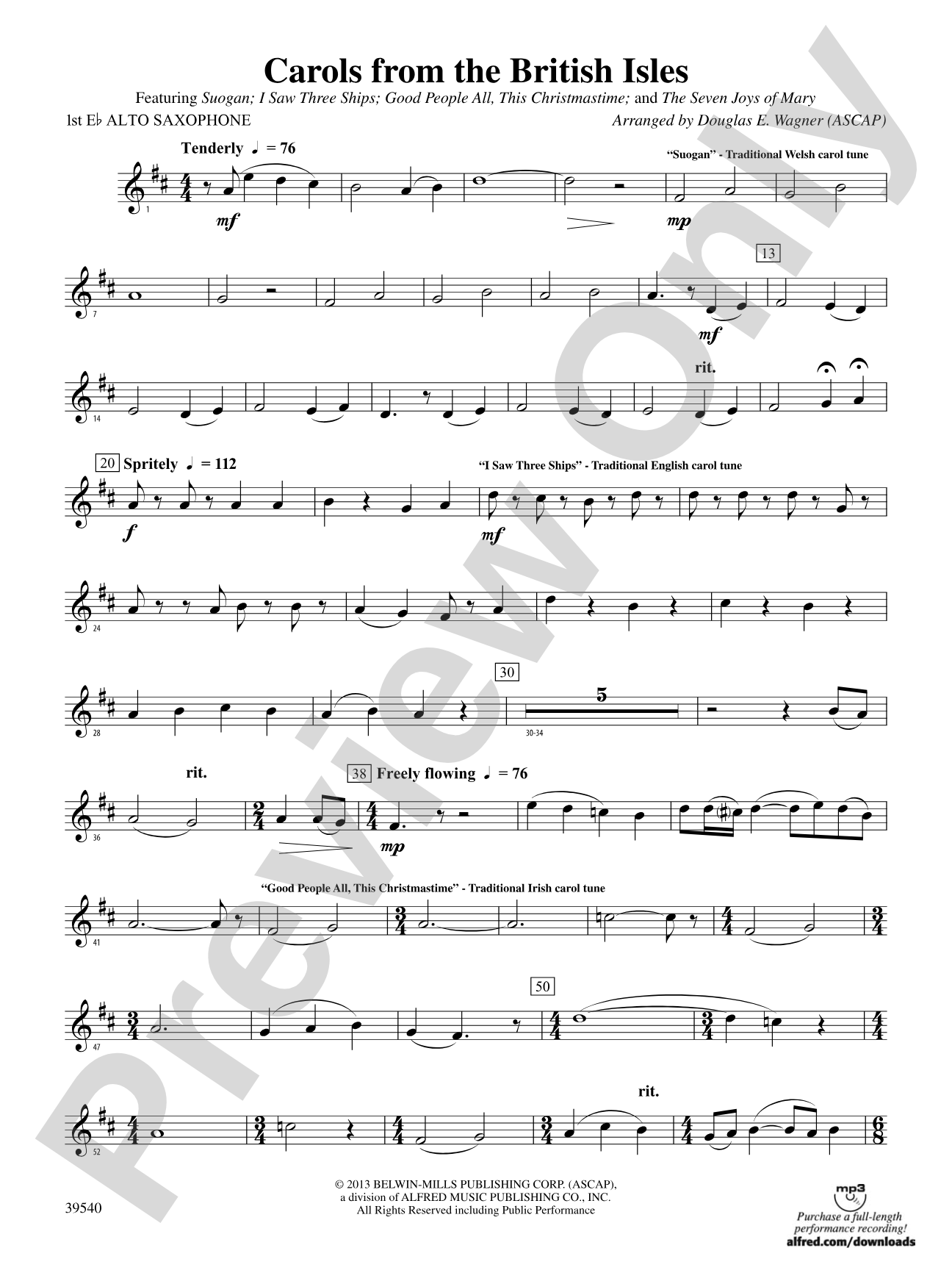 Carols from the British Isles: E-flat Alto Saxophone
