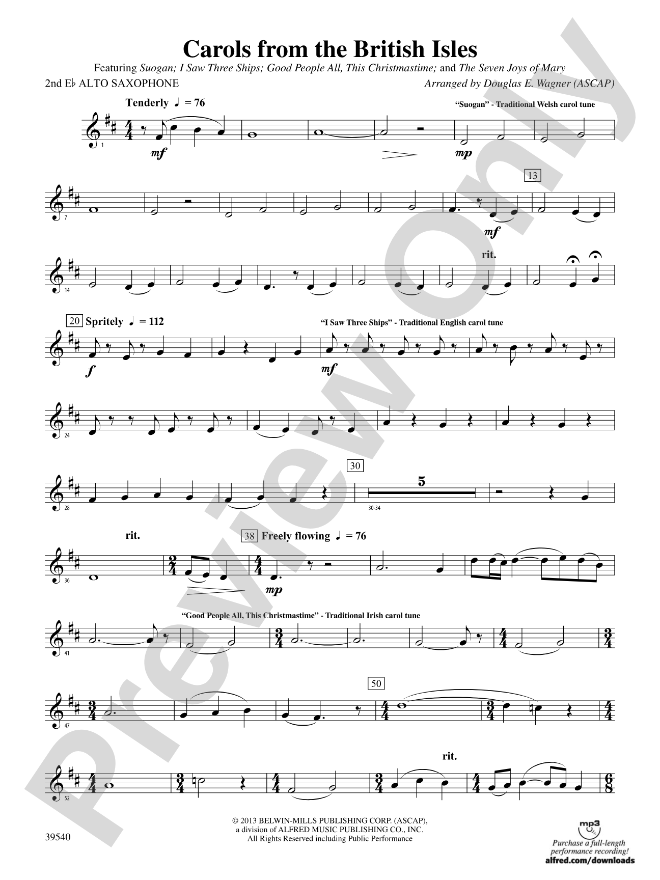 Carols from the British Isles: 2nd E-flat Alto Saxophone