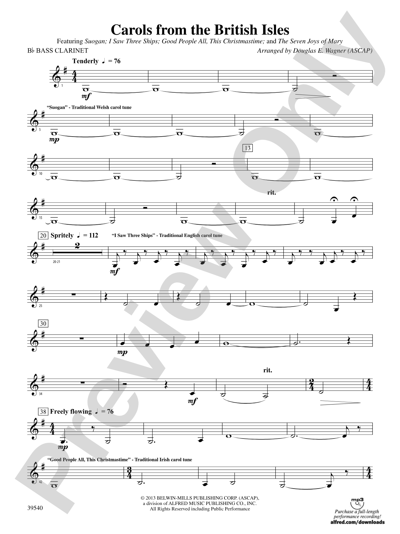 Carols from the British Isles: B-flat Bass Clarinet