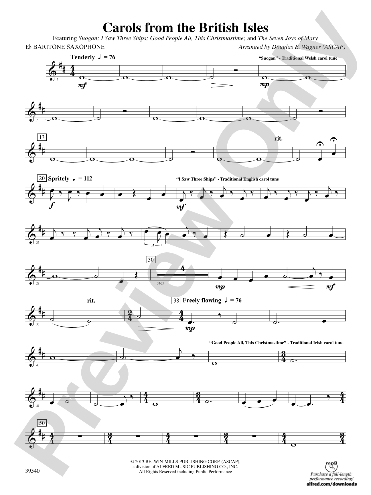 Carols from the British Isles: E-flat Baritone Saxophone
