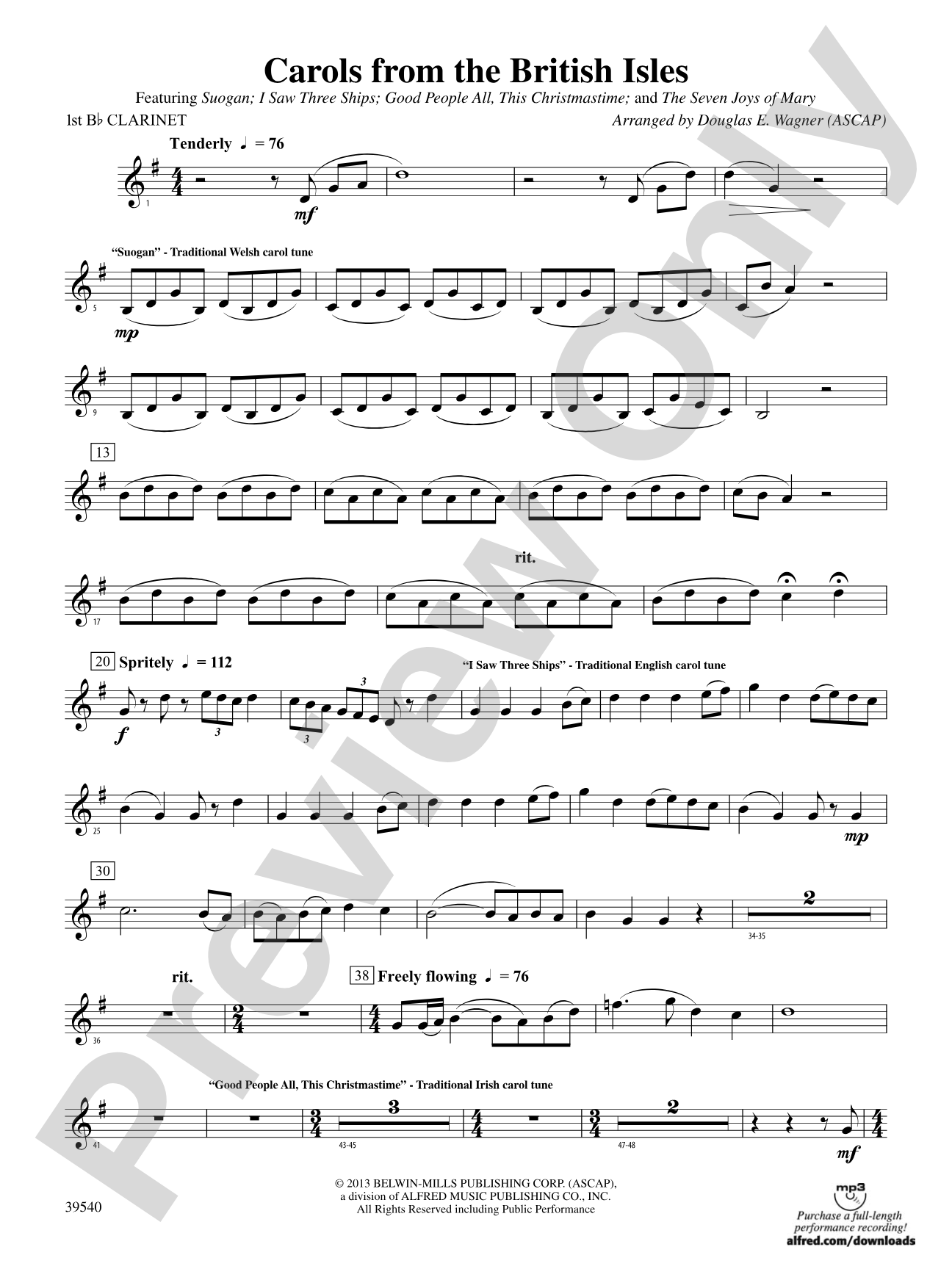 Carols from the British Isles: 1st B-flat Clarinet