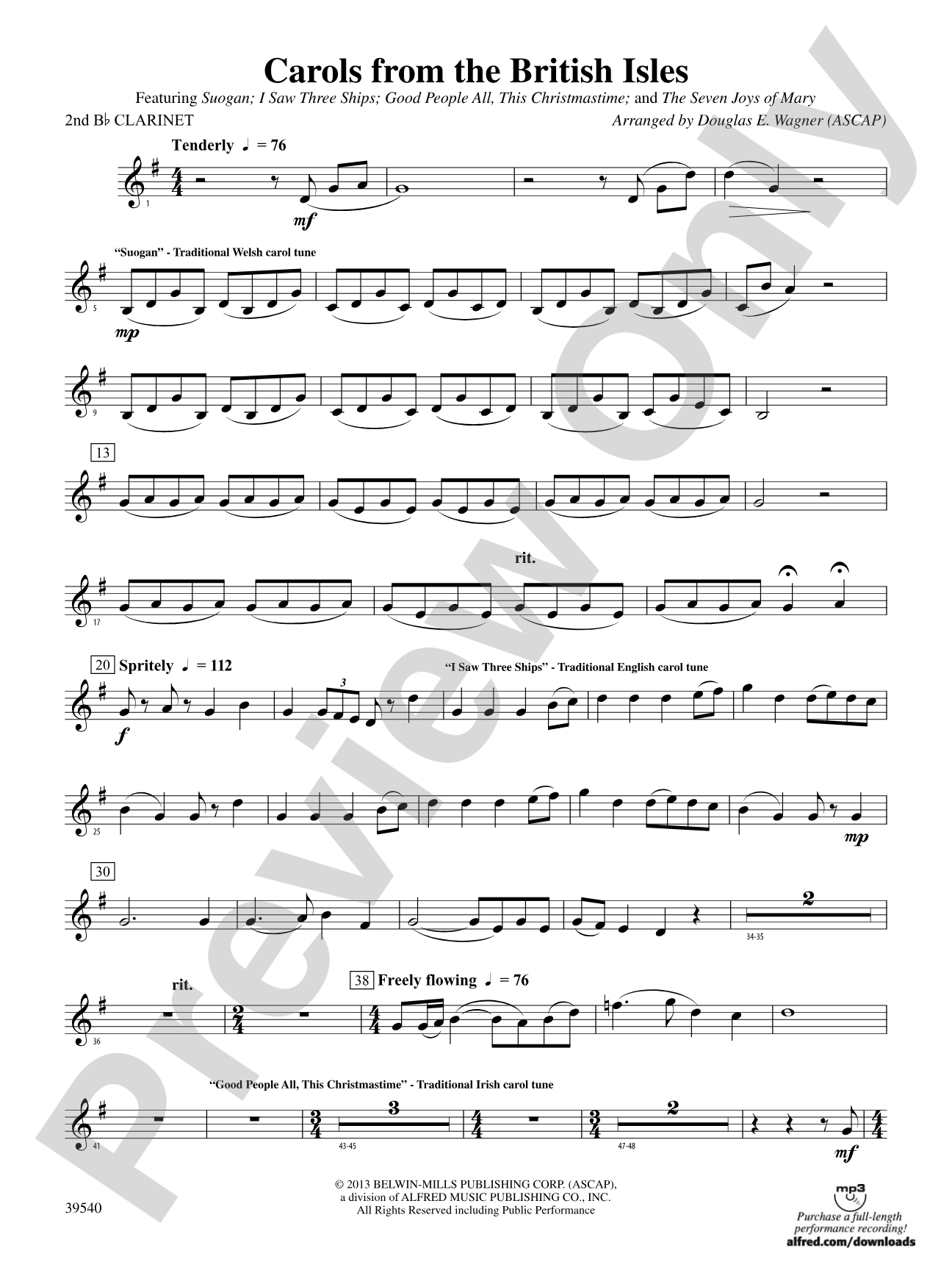 Carols from the British Isles: 2nd B-flat Clarinet