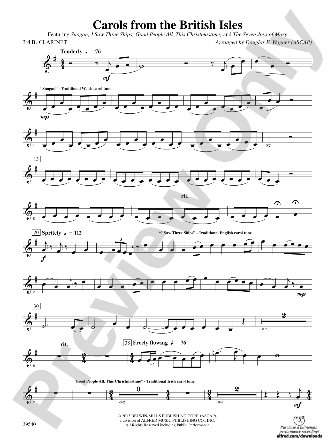 Carols from the British Isles: 3rd B-flat Clarinet