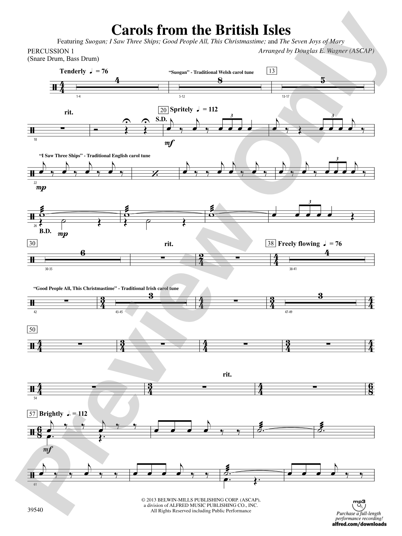 Carols from the British Isles: 1st Percussion