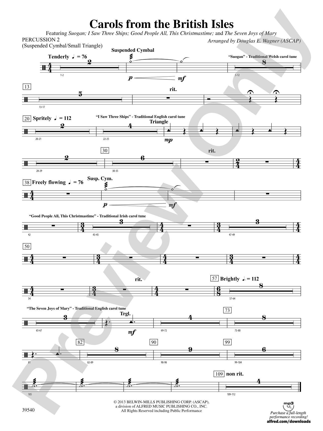 Carols from the British Isles: 2nd Percussion