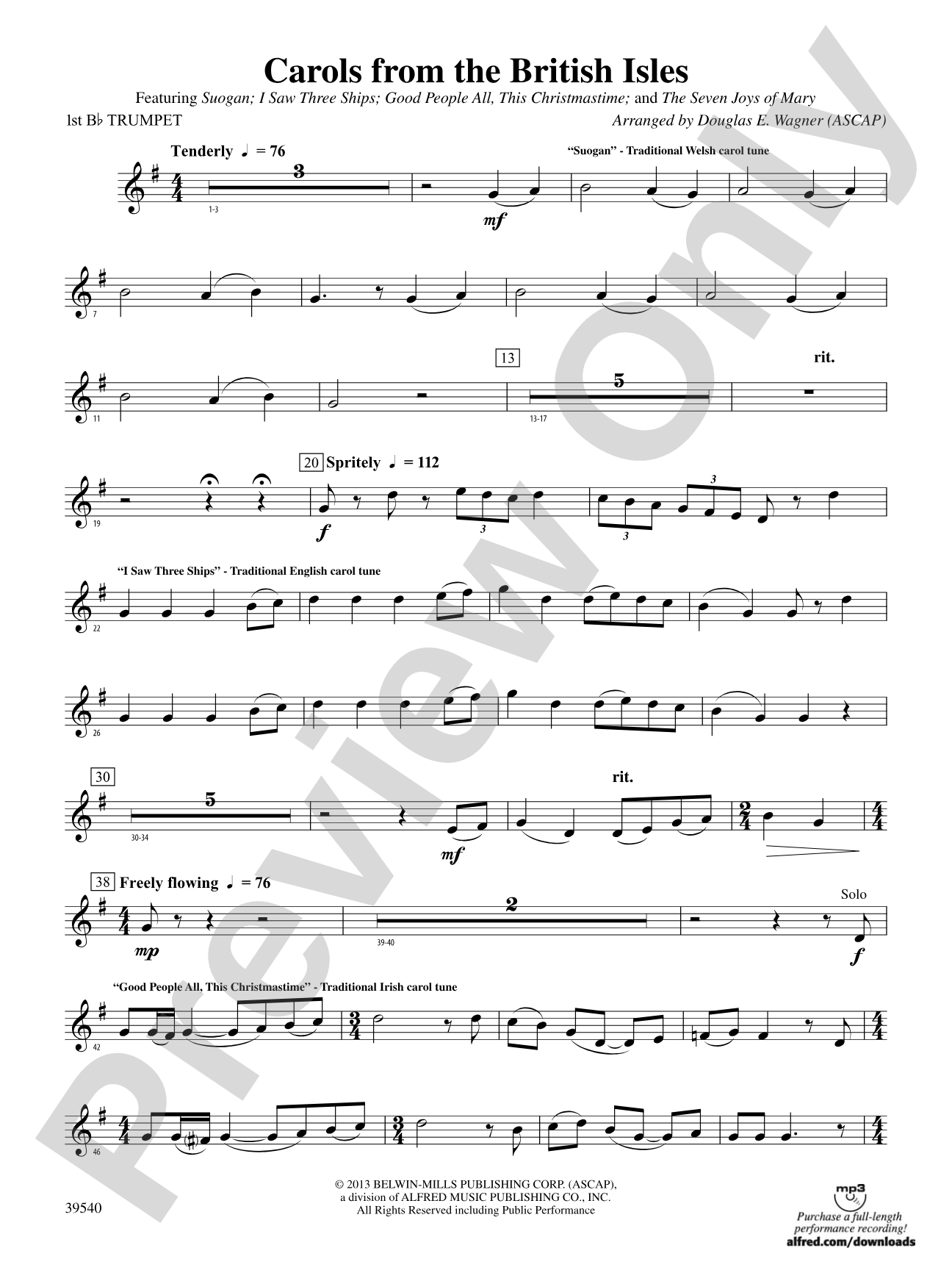 Carols from the British Isles: 1st B-flat Trumpet