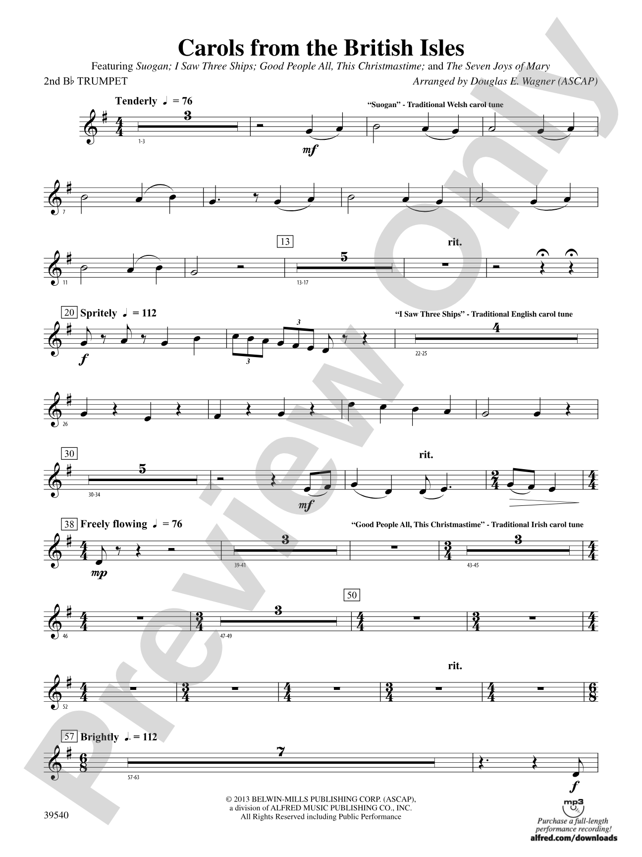 Carols from the British Isles: 2nd B-flat Trumpet