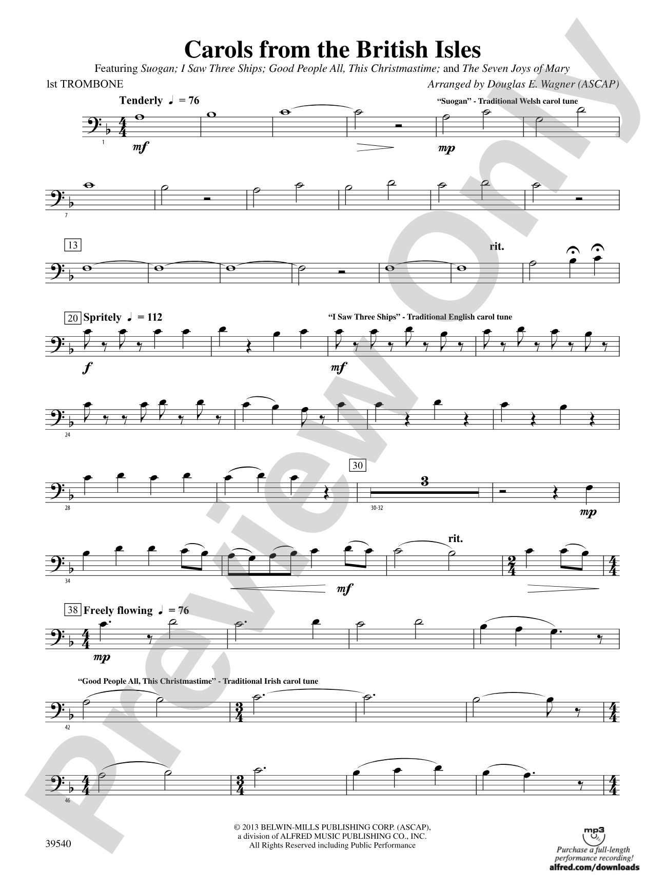 Carols from the British Isles: 1st Trombone
