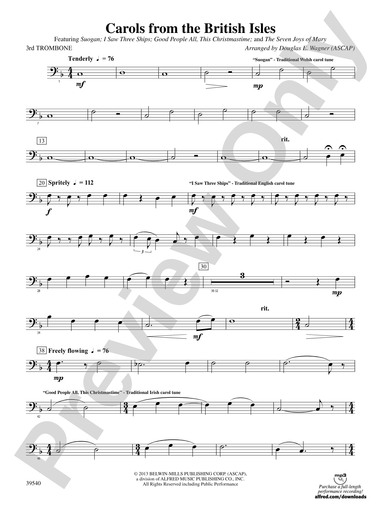 Carols from the British Isles: 3rd Trombone