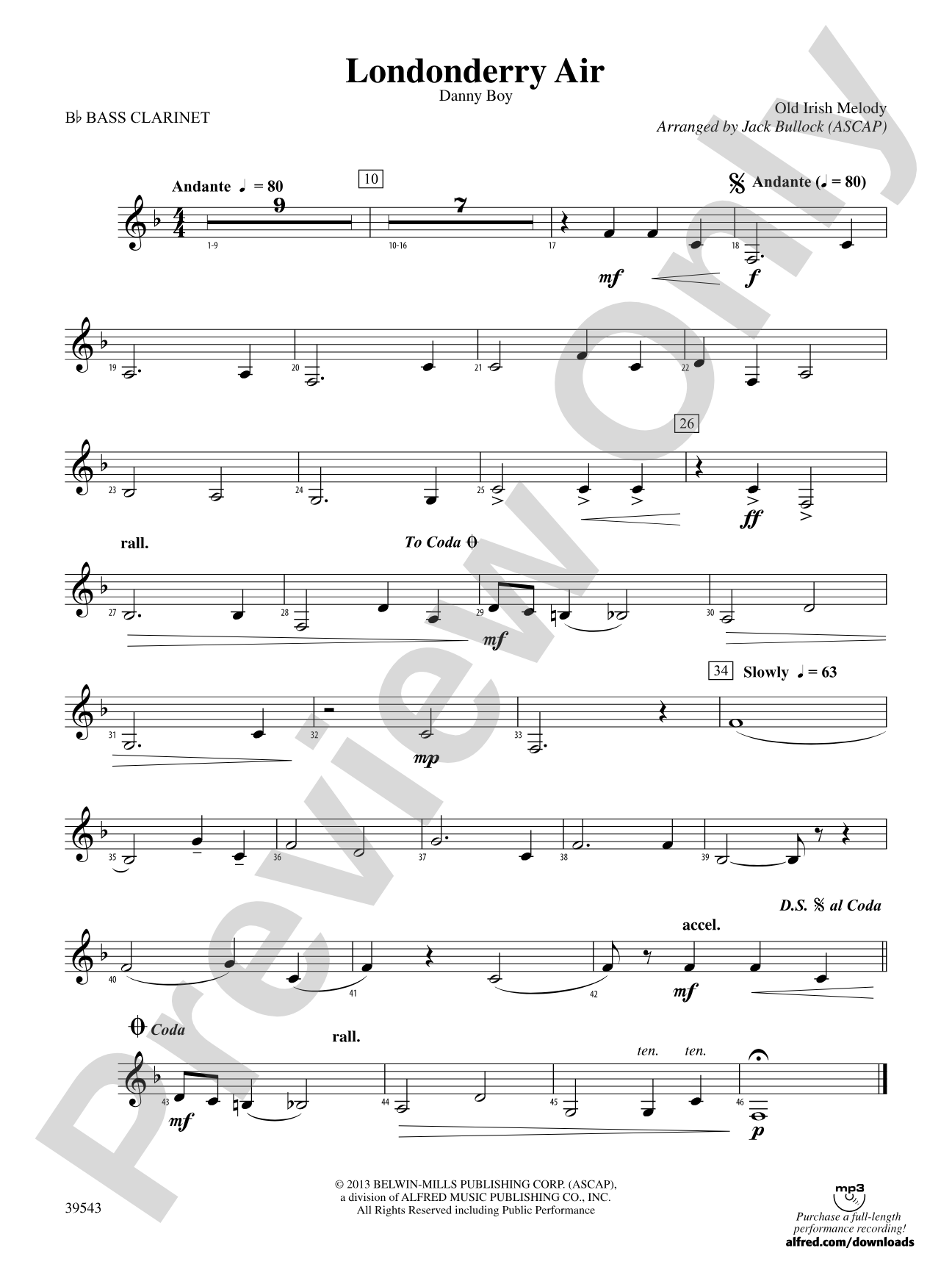 Londonderry Air: B-flat Bass Clarinet