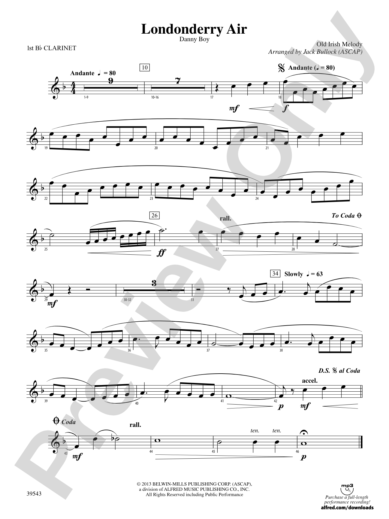 Londonderry Air: 1st B-flat Clarinet