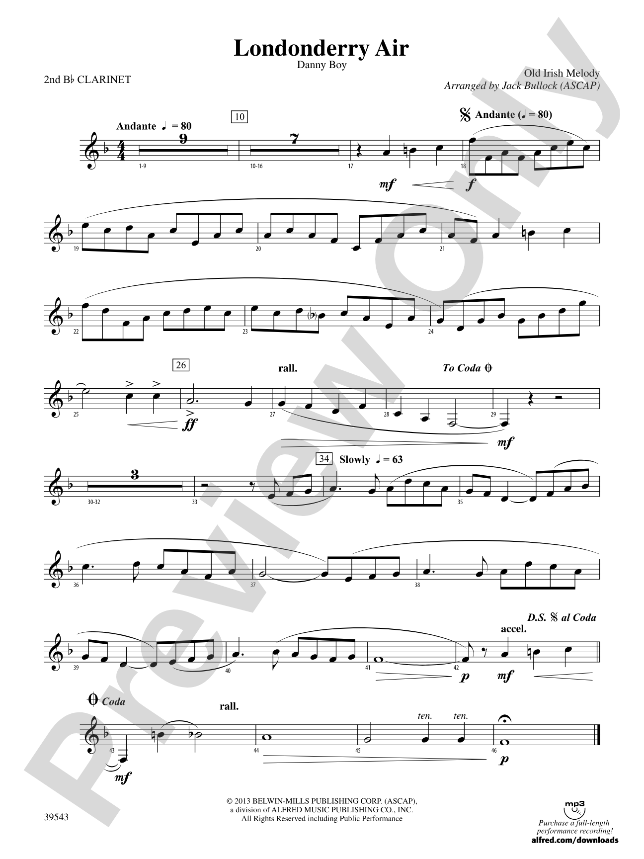 Londonderry Air: 2nd B-flat Clarinet