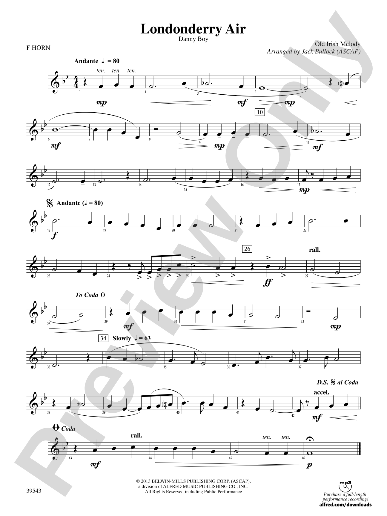 Londonderry Air: 1st F Horn