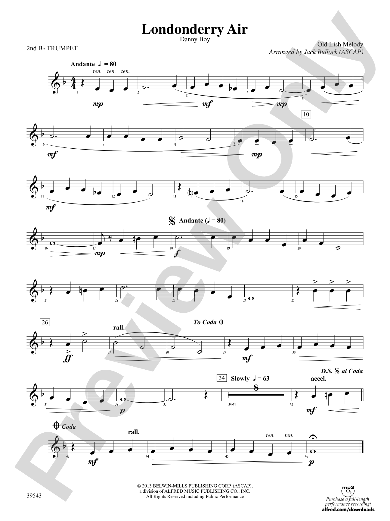 Londonderry Air: 2nd B-flat Trumpet