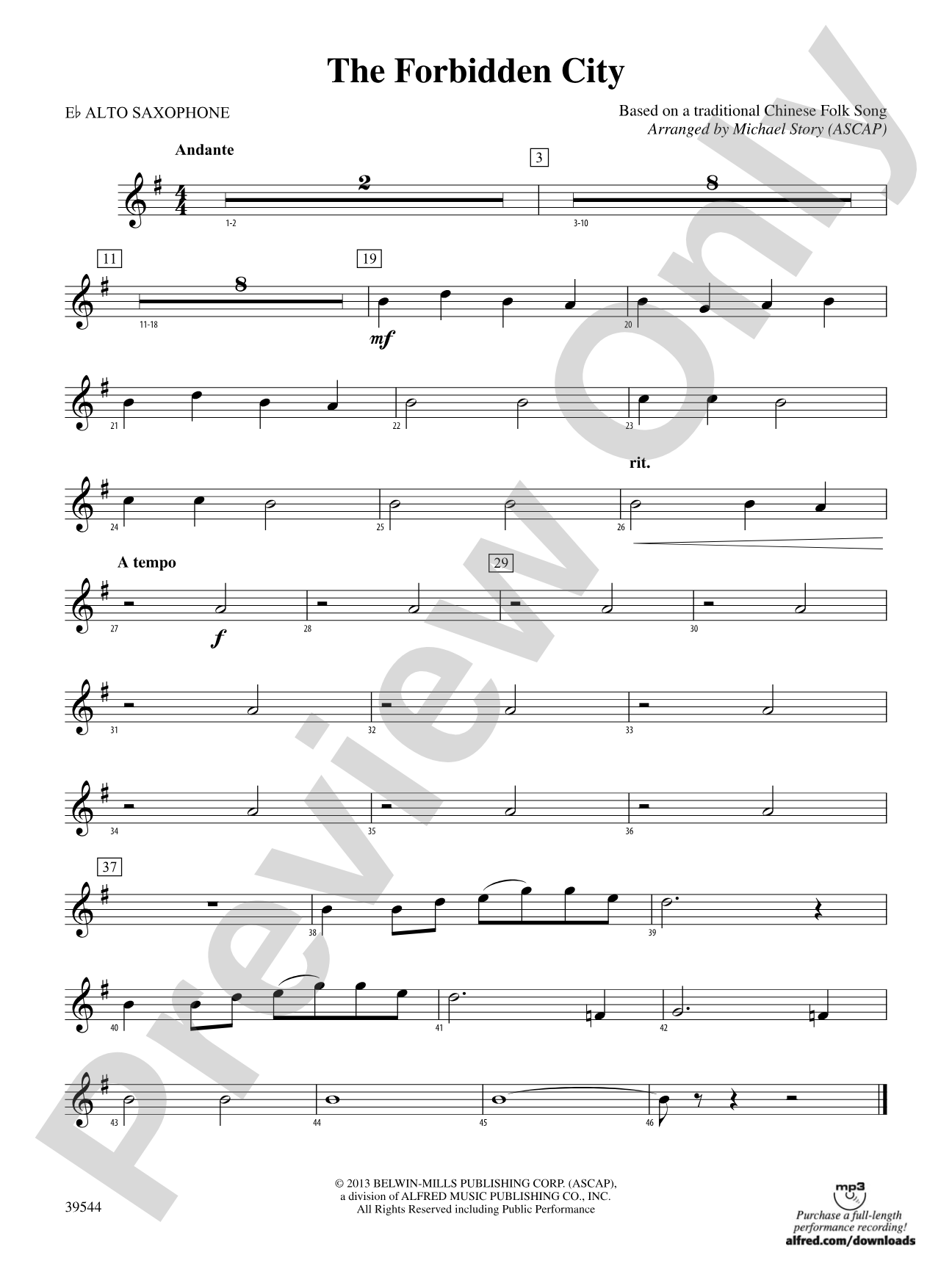 The Forbidden City: E-flat Alto Saxophone
