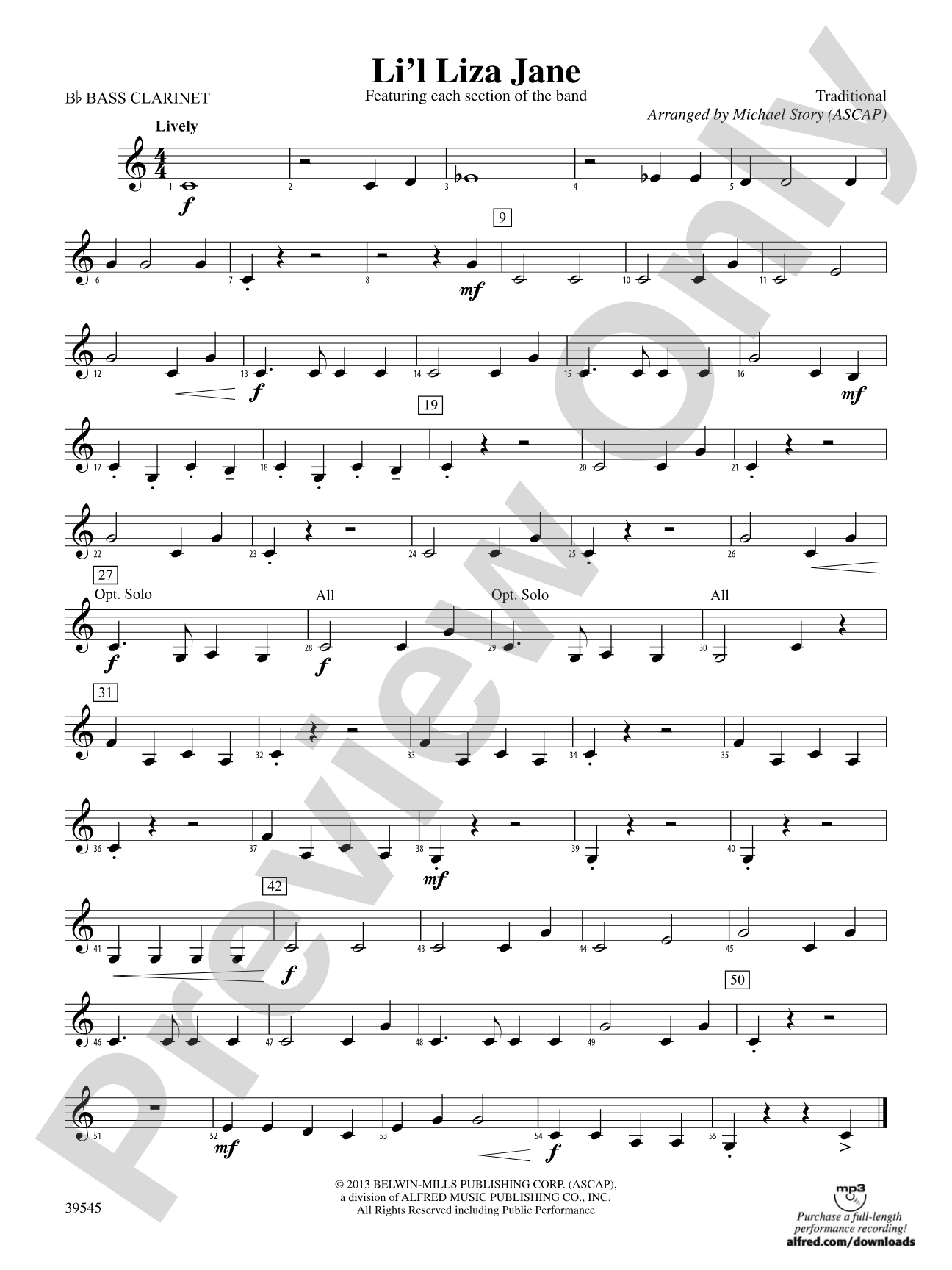 Li'l Liza Jane: B-flat Bass Clarinet