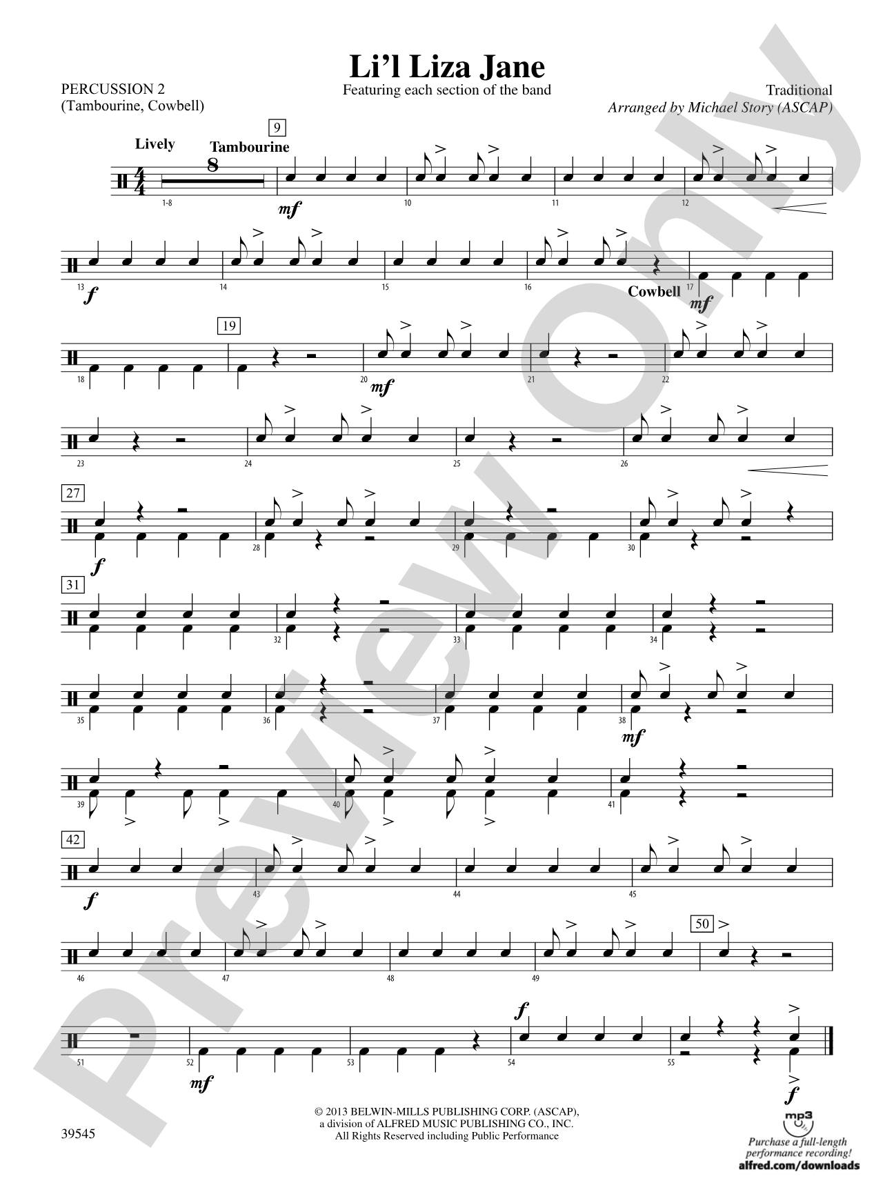 Li'l Liza Jane: 2nd Percussion