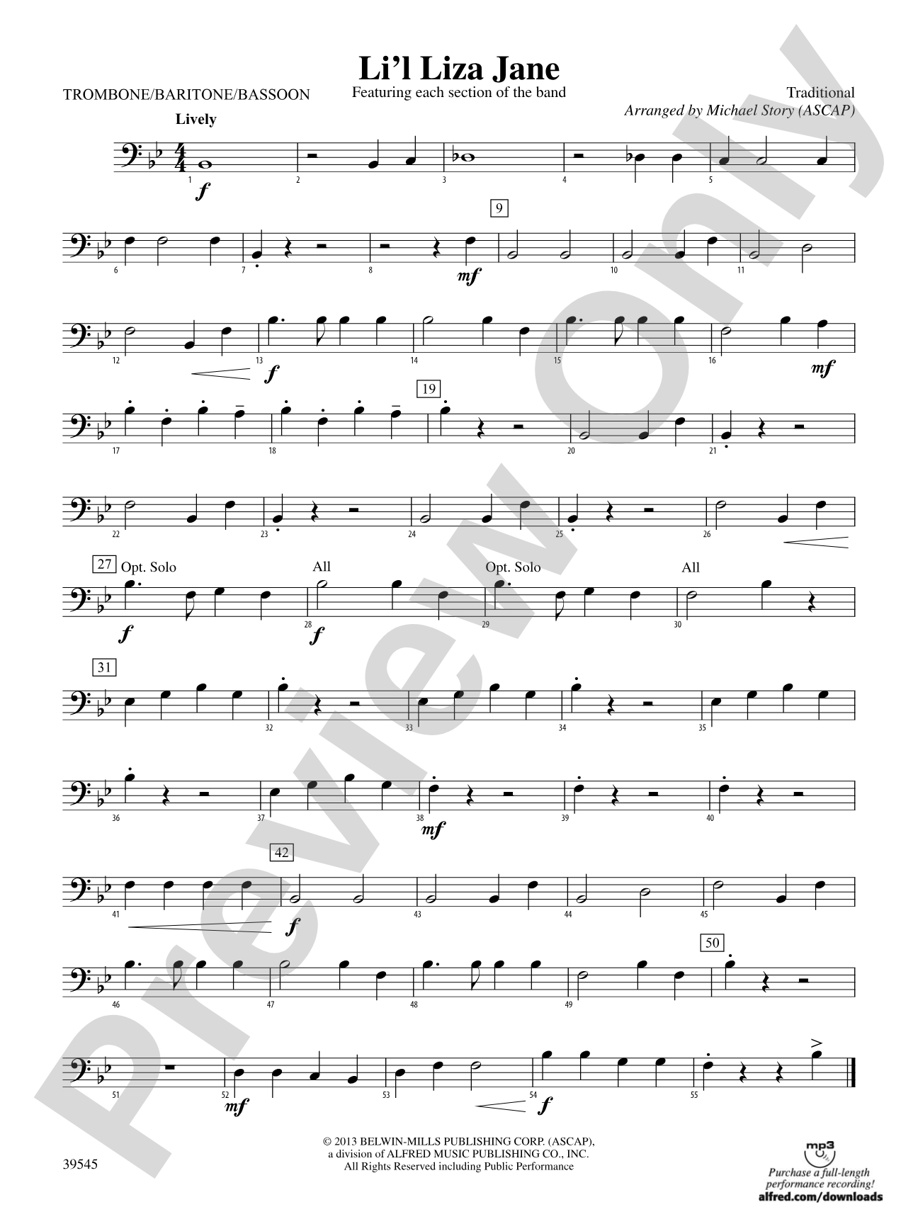 Li'l Liza Jane: 1st Trombone