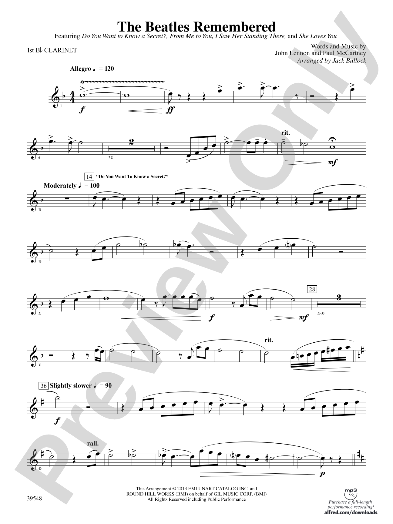 The Beatles Remembered: 1st B-flat Clarinet