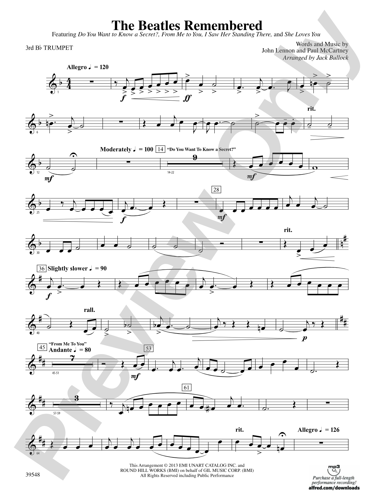 The Beatles Remembered: 3rd B-flat Trumpet