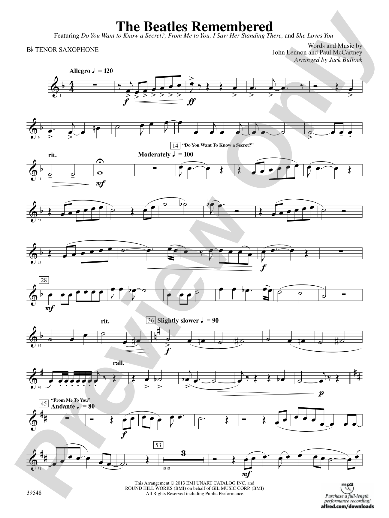 The Beatles Remembered: B-flat Tenor Saxophone
