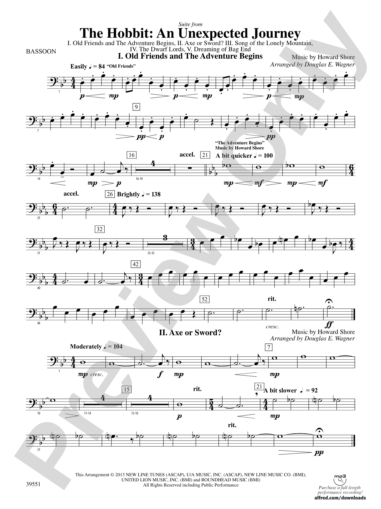 The Hobbit: An Unexpected Journey, Suite from: Bassoon