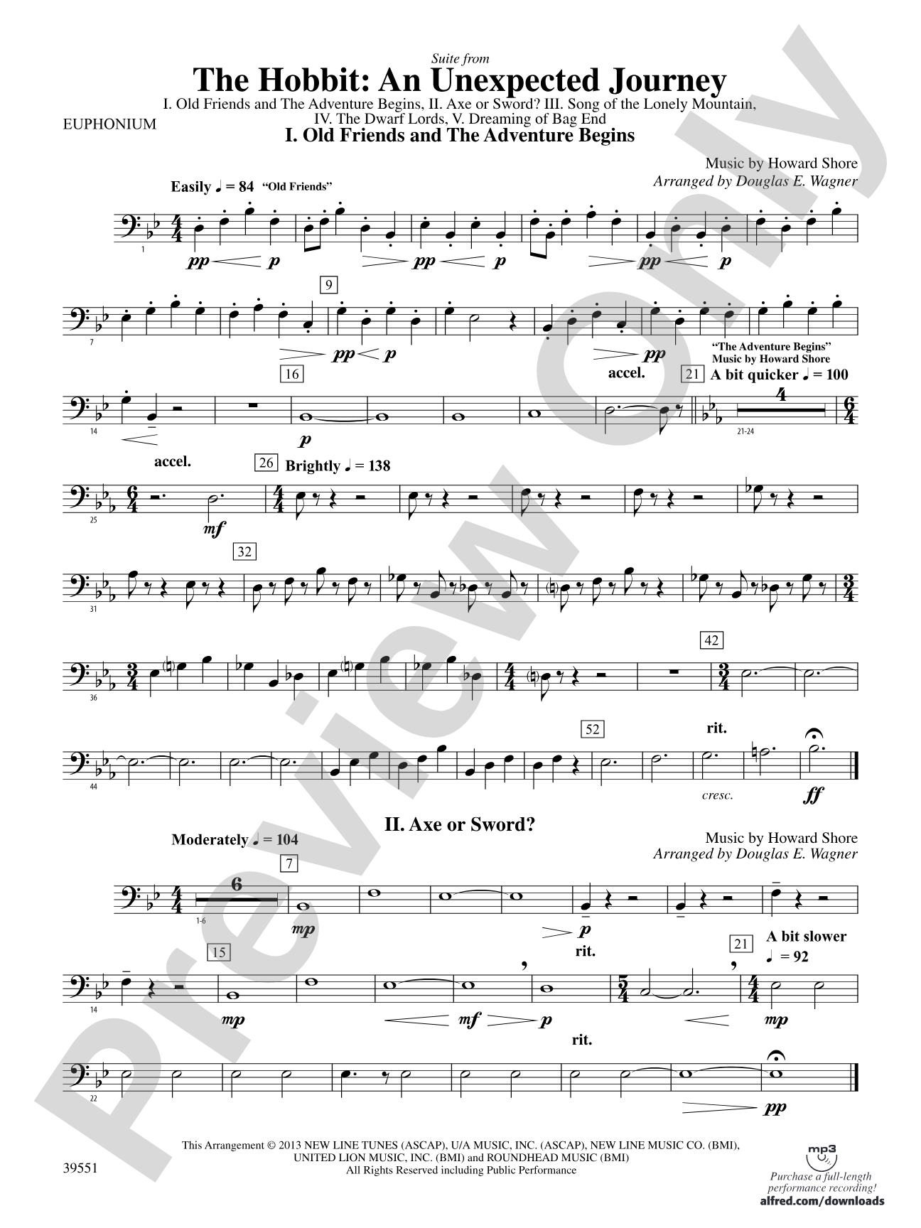 The Hobbit: An Unexpected Journey, Suite from: Baritone B.C.