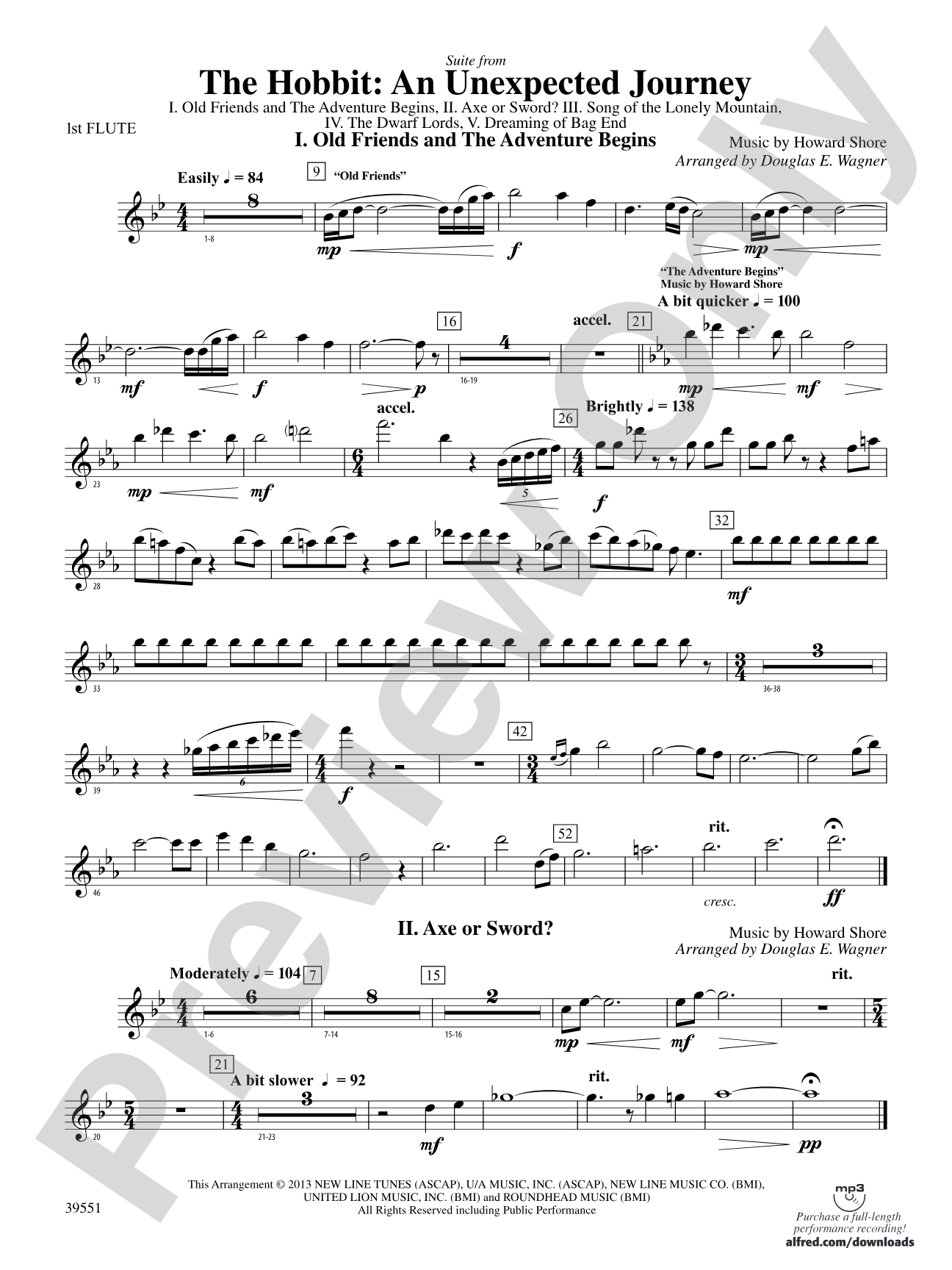 The Hobbit: An Unexpected Journey, Suite from: Flute