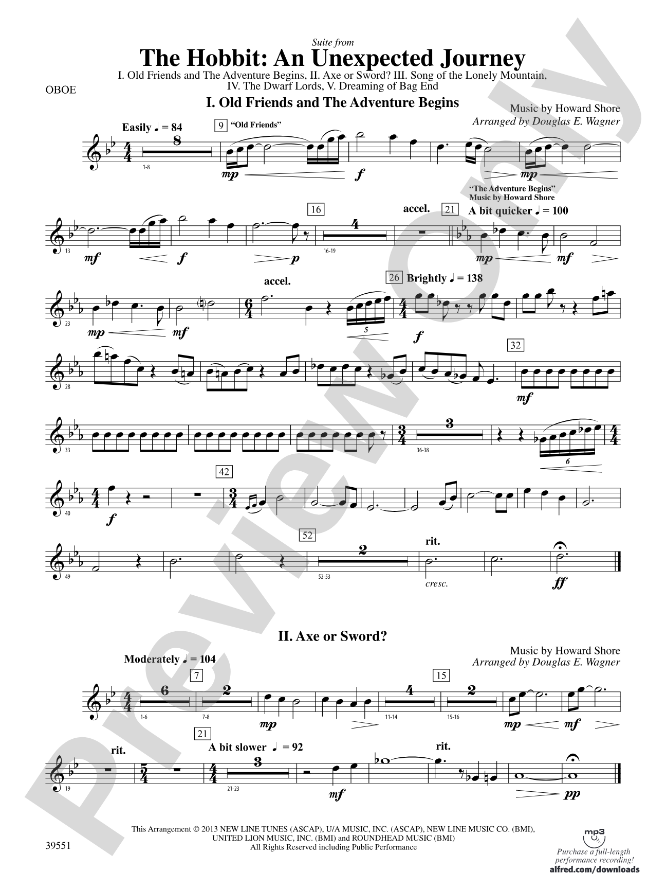 The Hobbit: An Unexpected Journey, Suite from: Oboe