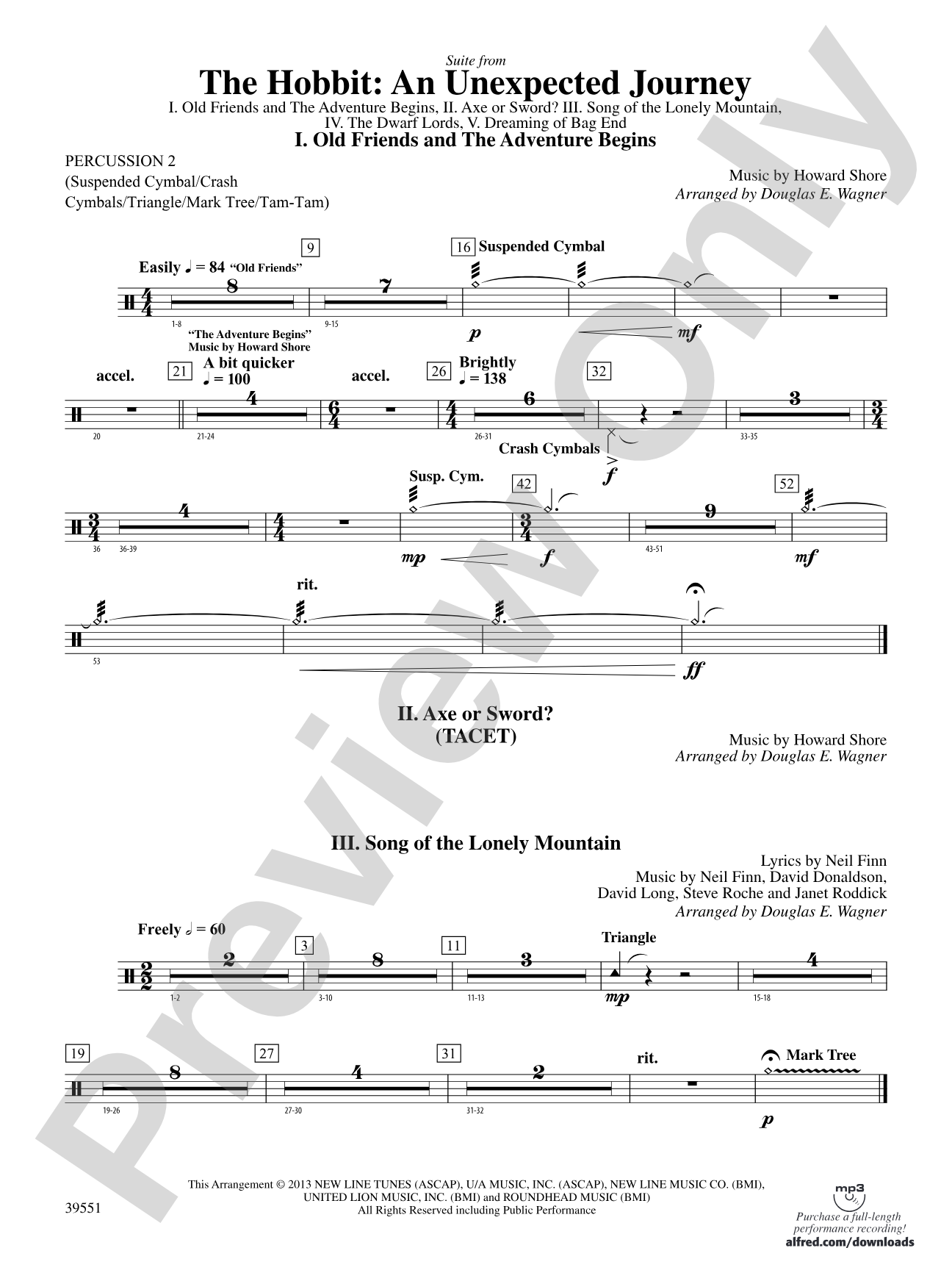 The Hobbit: An Unexpected Journey, Suite from: 2nd Percussion