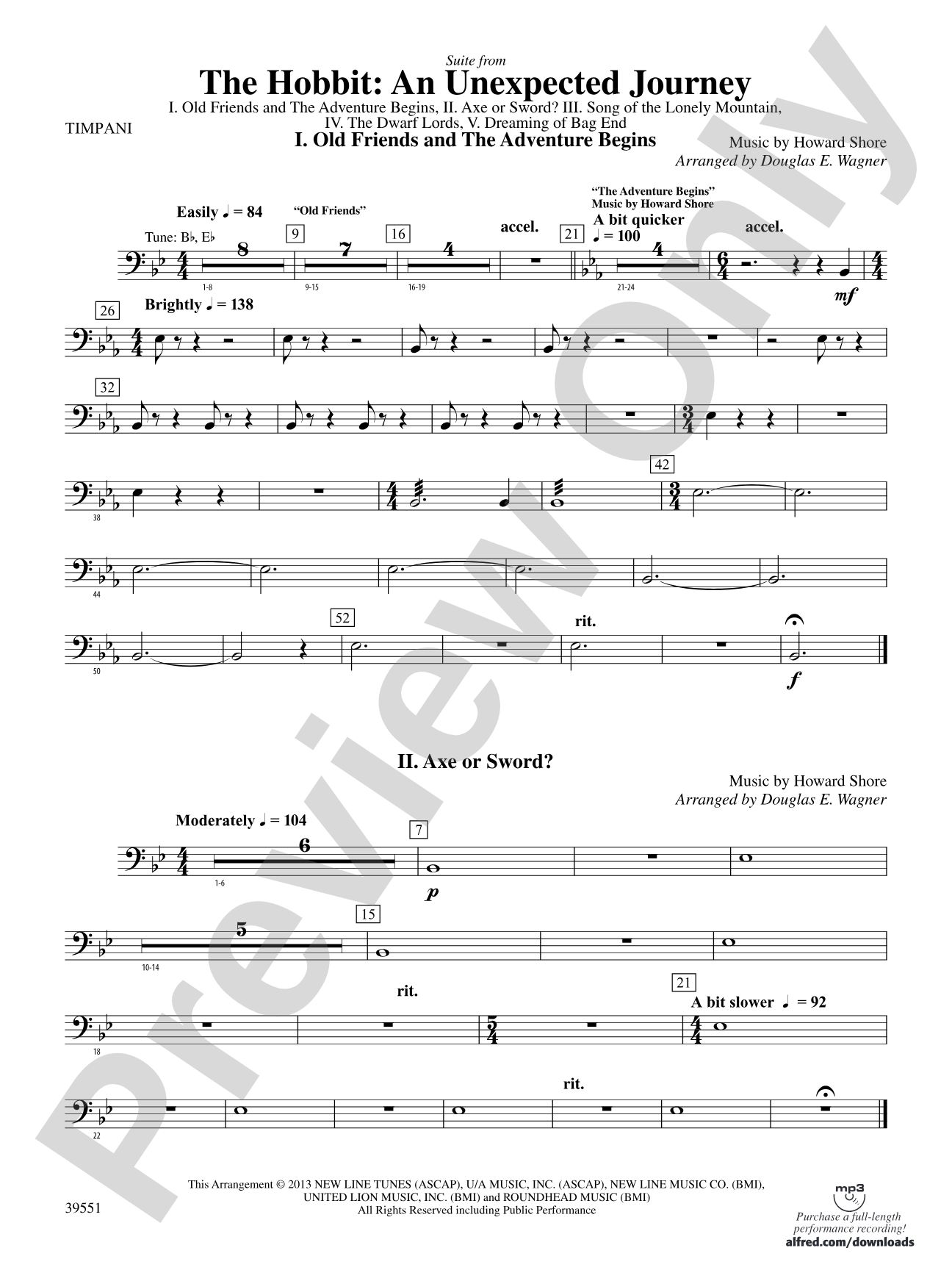 The Hobbit: An Unexpected Journey, Suite from: Timpani