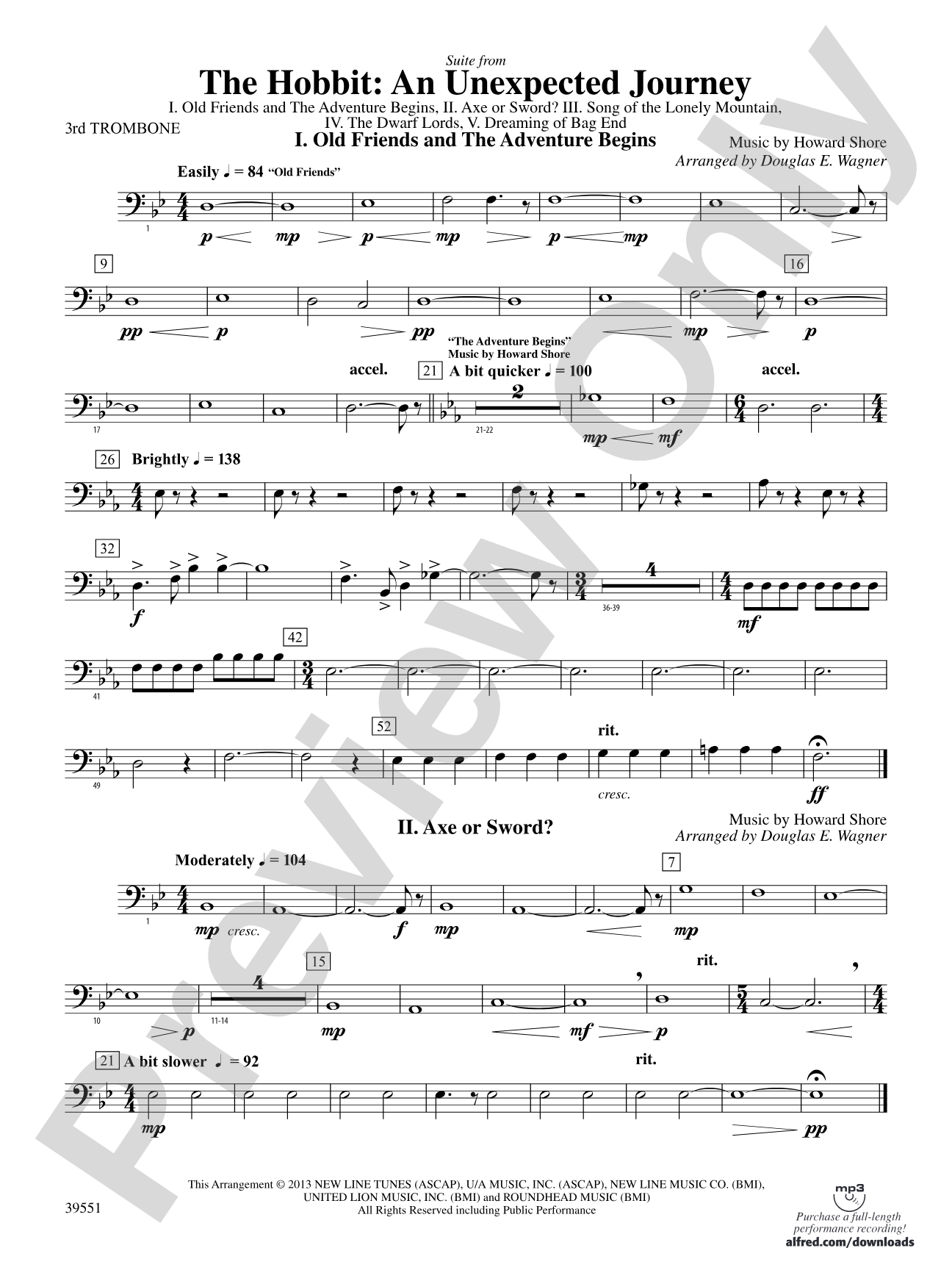 The Hobbit: An Unexpected Journey, Suite from: 3rd Trombone
