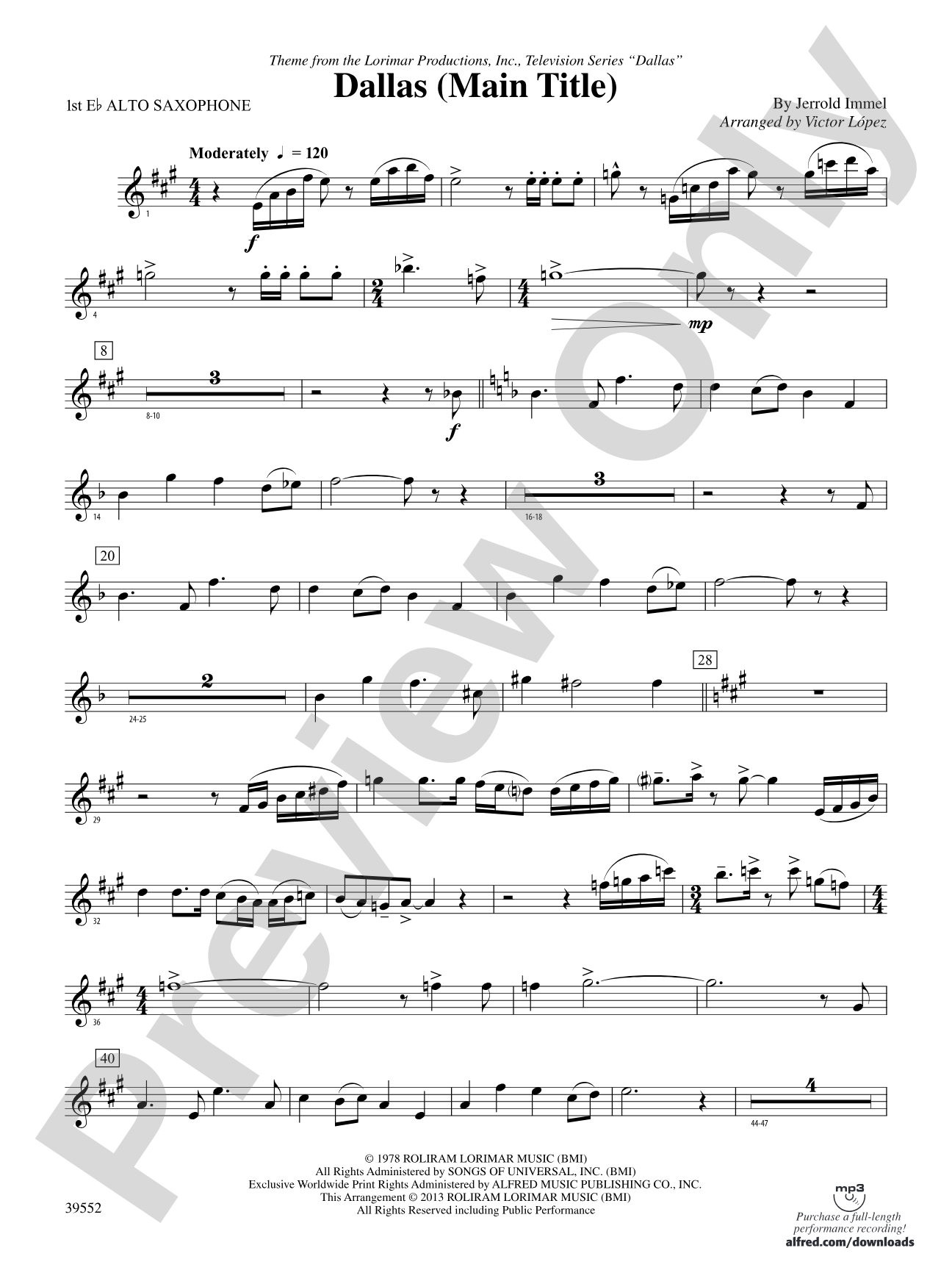 Dallas (Main Title): E-flat Alto Saxophone