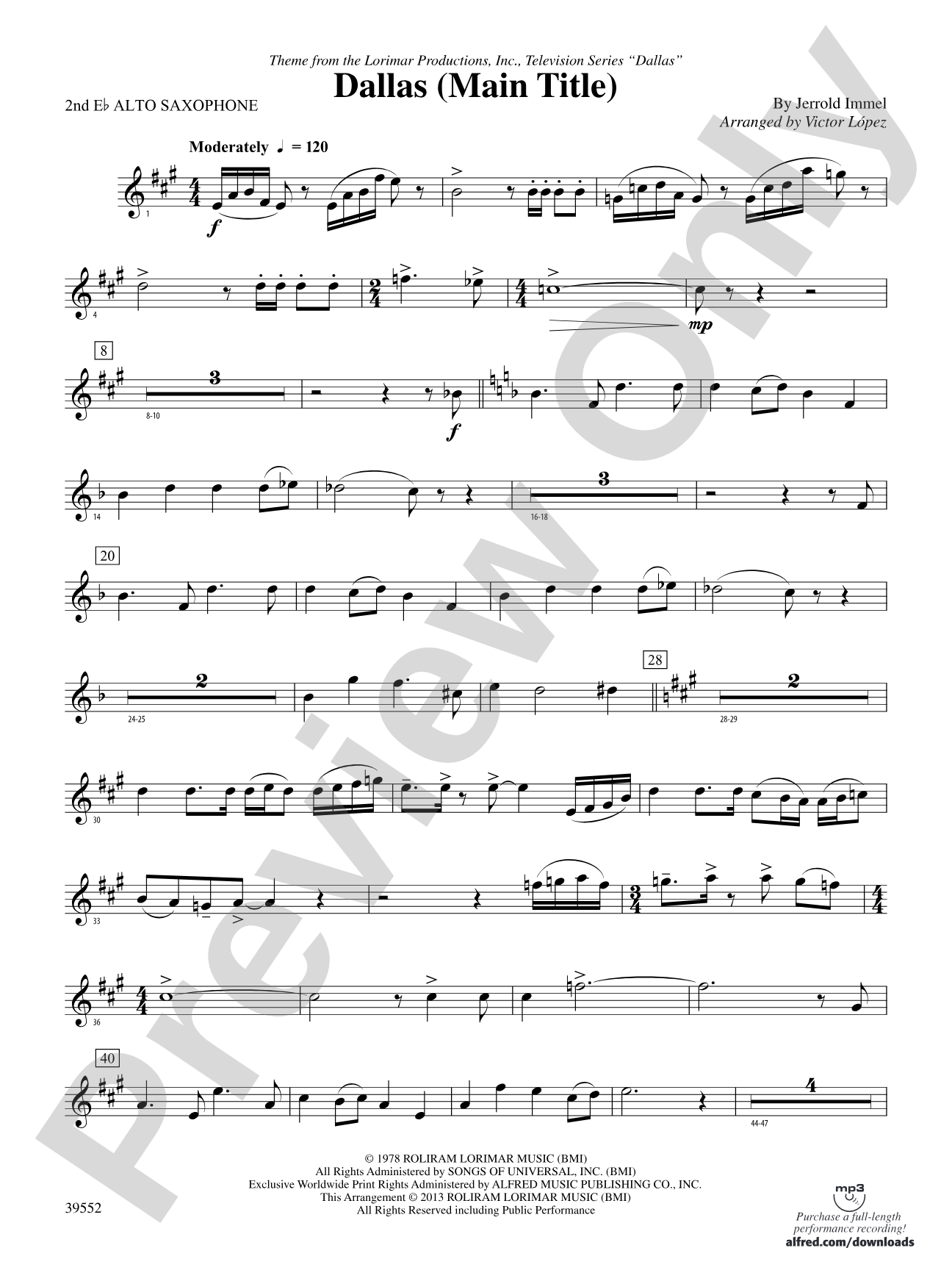 Dallas (Main Title): 2nd E-flat Alto Saxophone