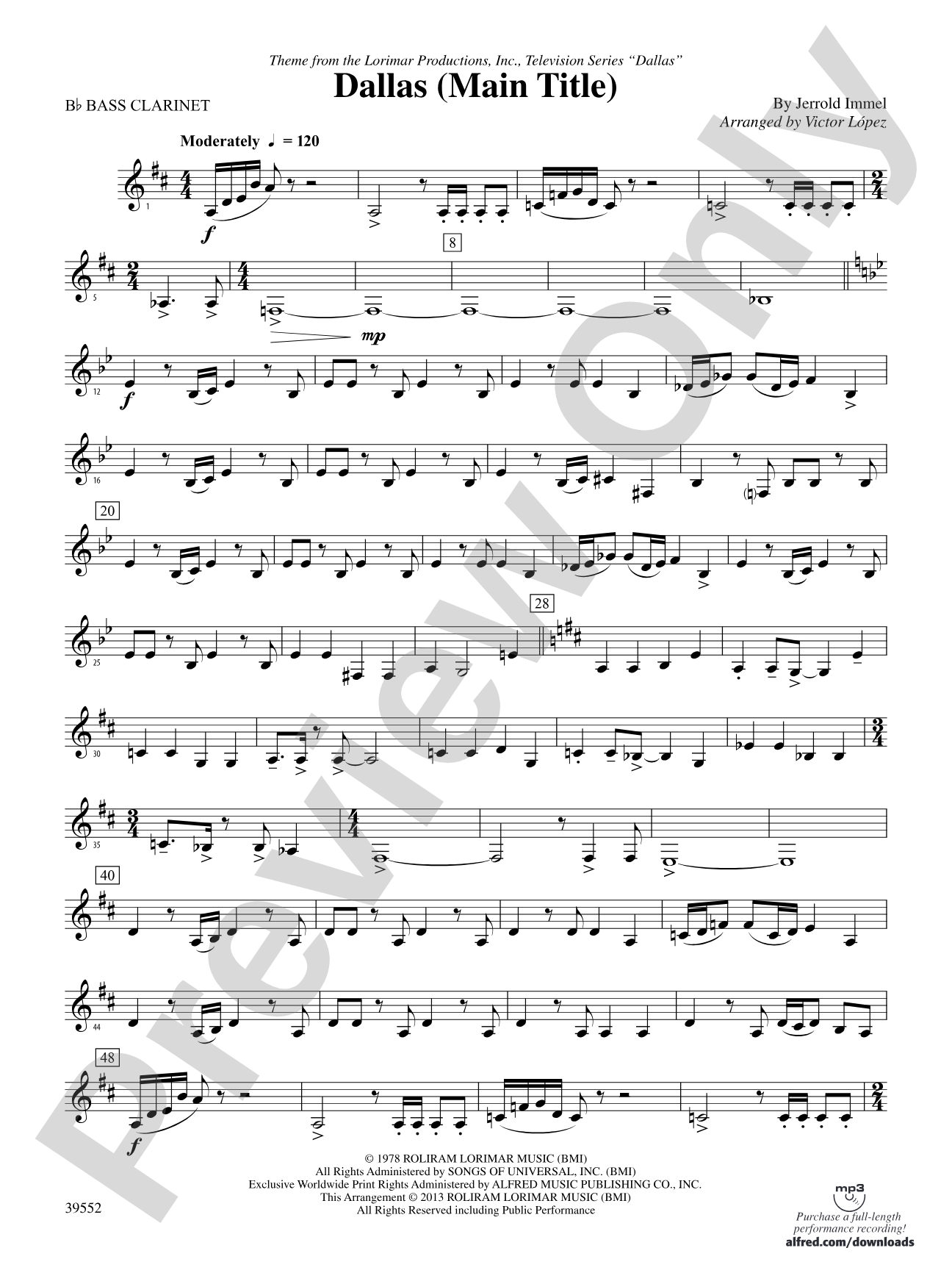 Dallas (Main Title): B-flat Bass Clarinet
