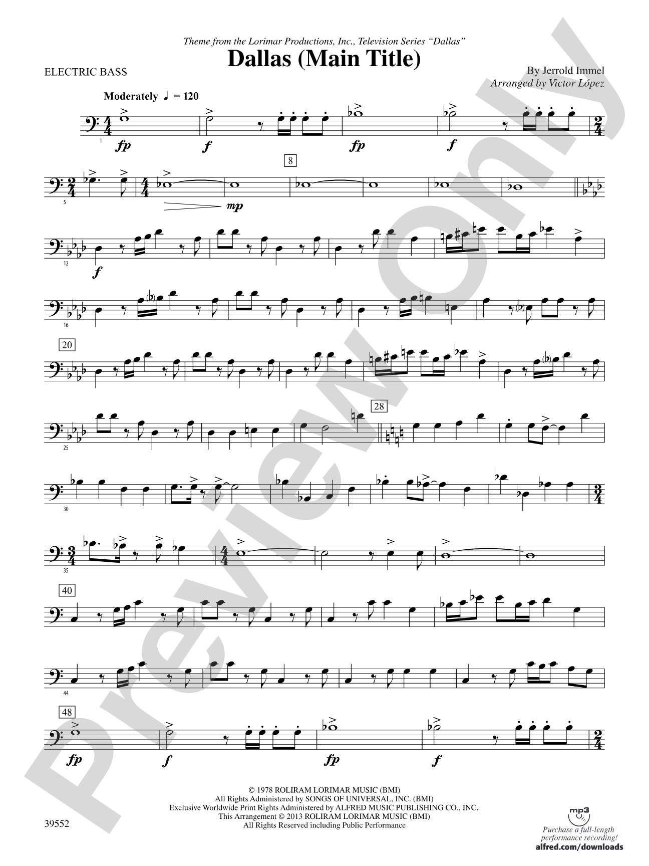 Dallas (Main Title): Electric Bass