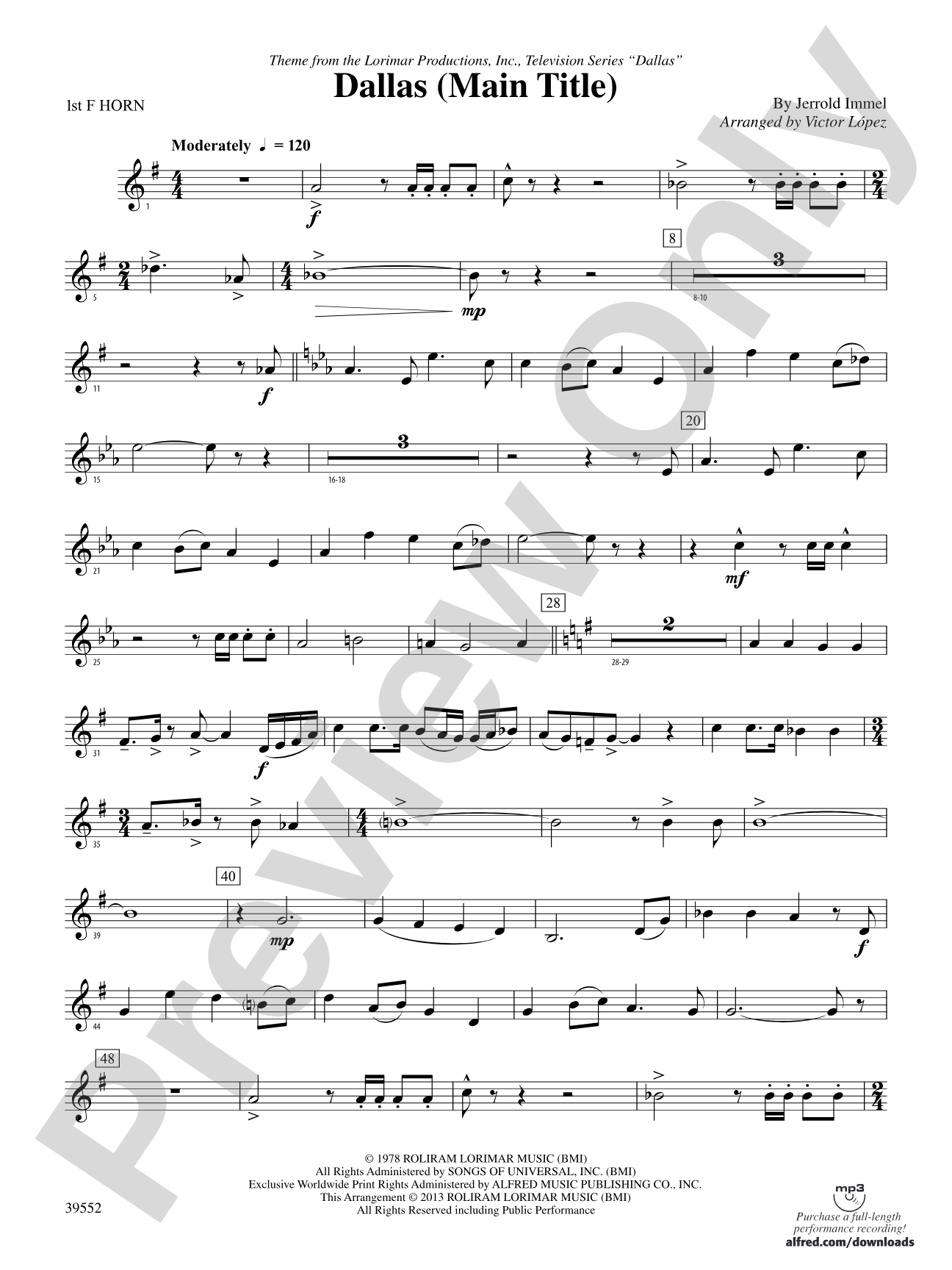 Dallas (Main Title): 1st F Horn