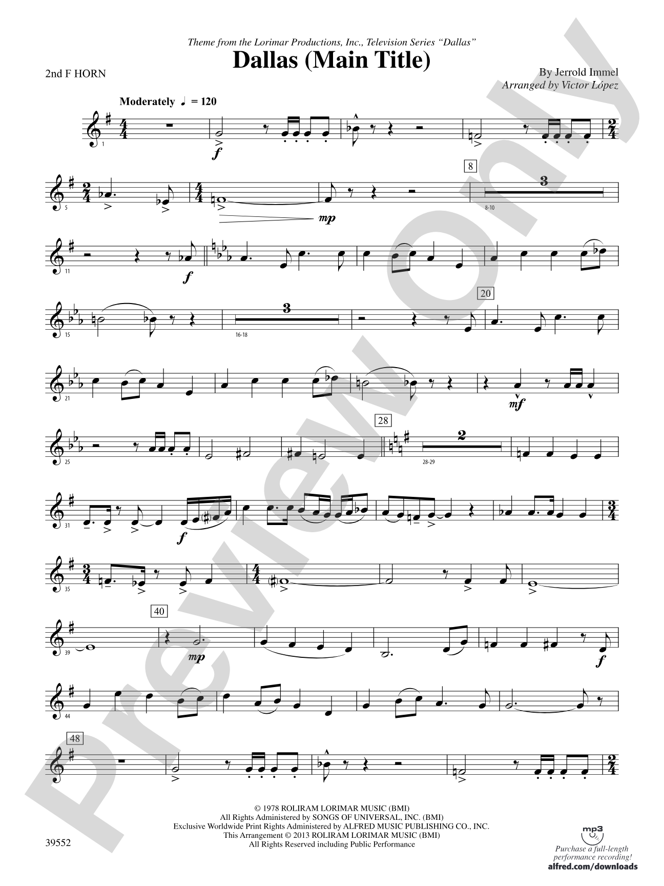 Dallas (Main Title): 2nd F Horn