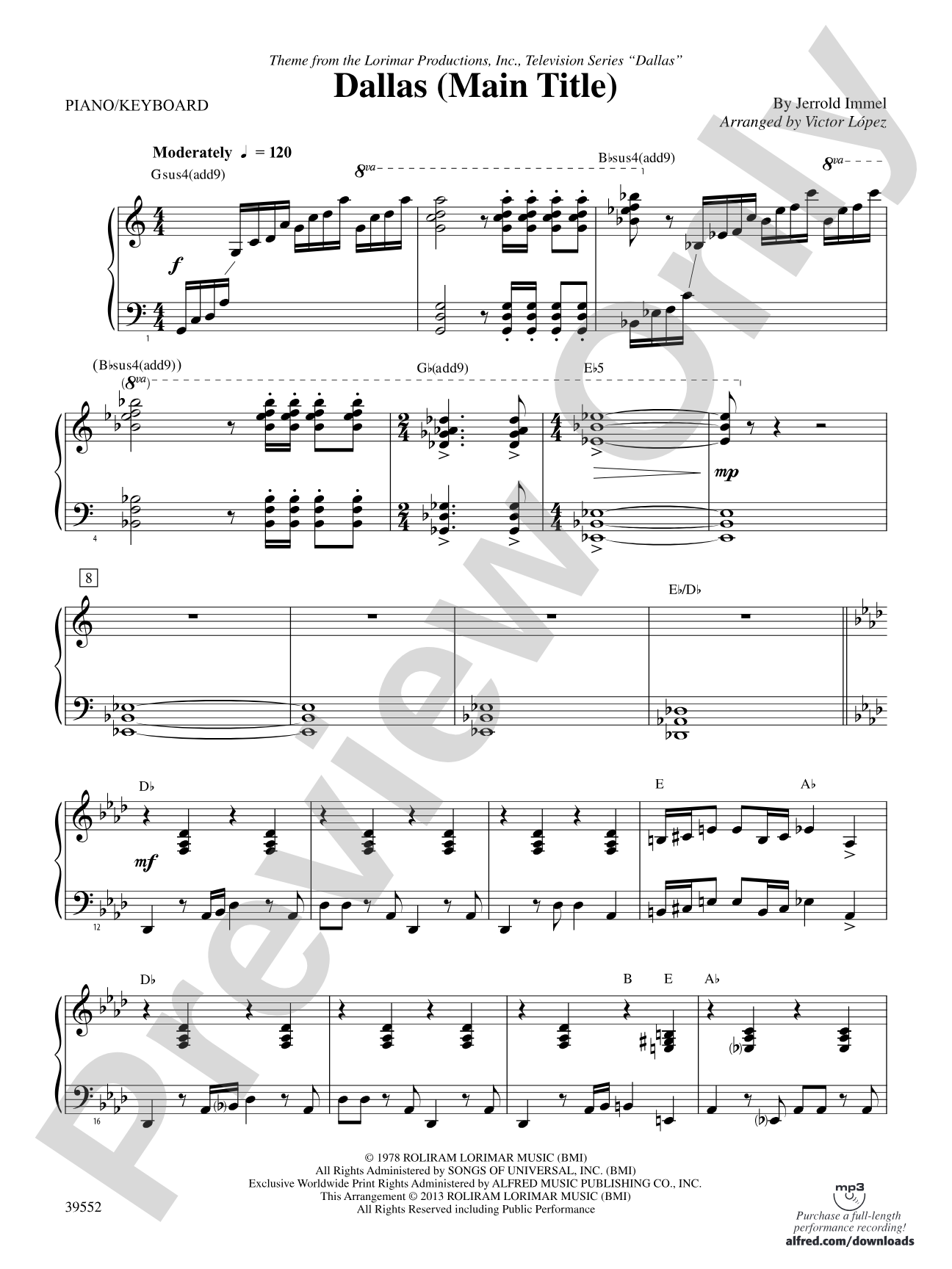 Dallas (Main Title): Piano Accompaniment