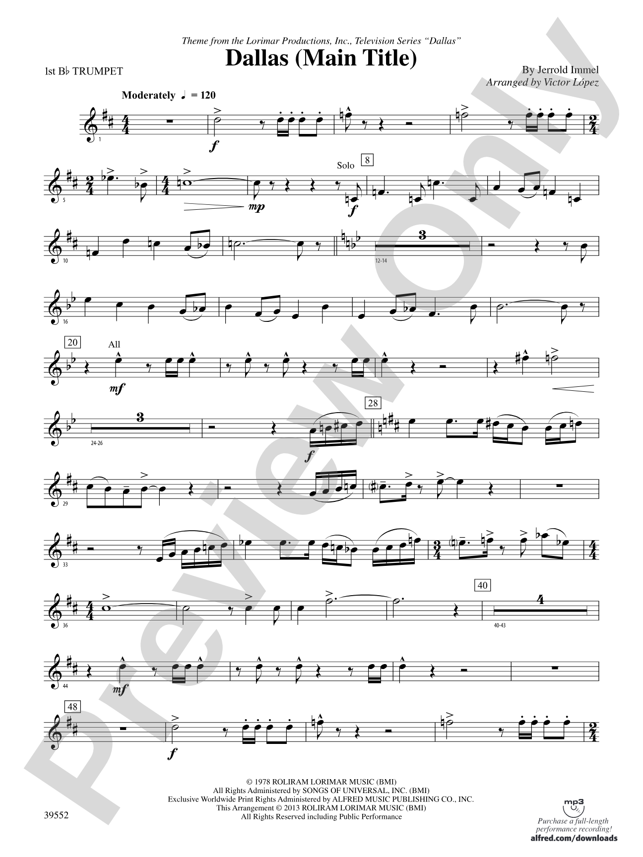 Dallas (Main Title): 1st B-flat Trumpet