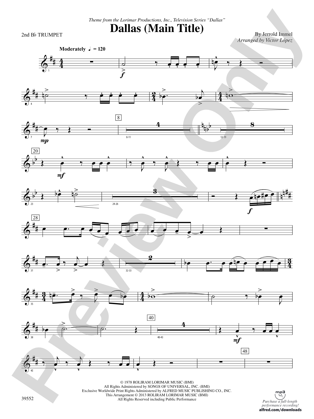 Dallas (Main Title): 2nd B-flat Trumpet