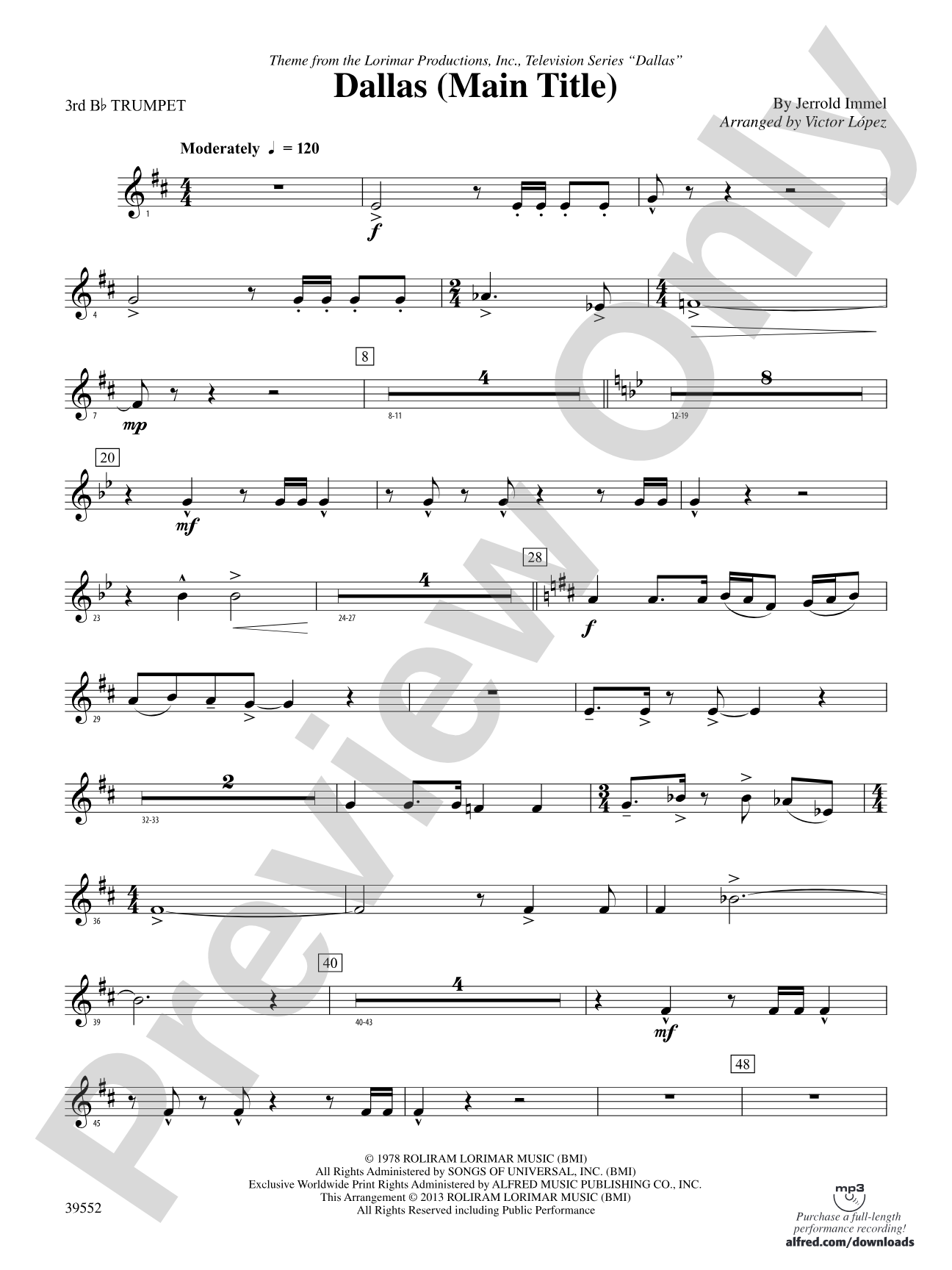 Dallas (Main Title): 3rd B-flat Trumpet
