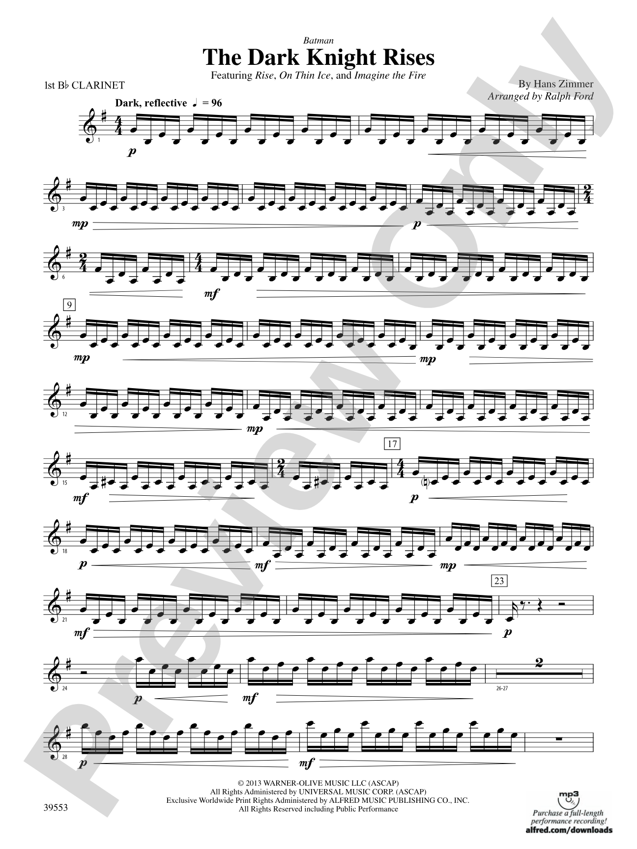 Batman: The Dark Knight Rises: 1st B-flat Clarinet
