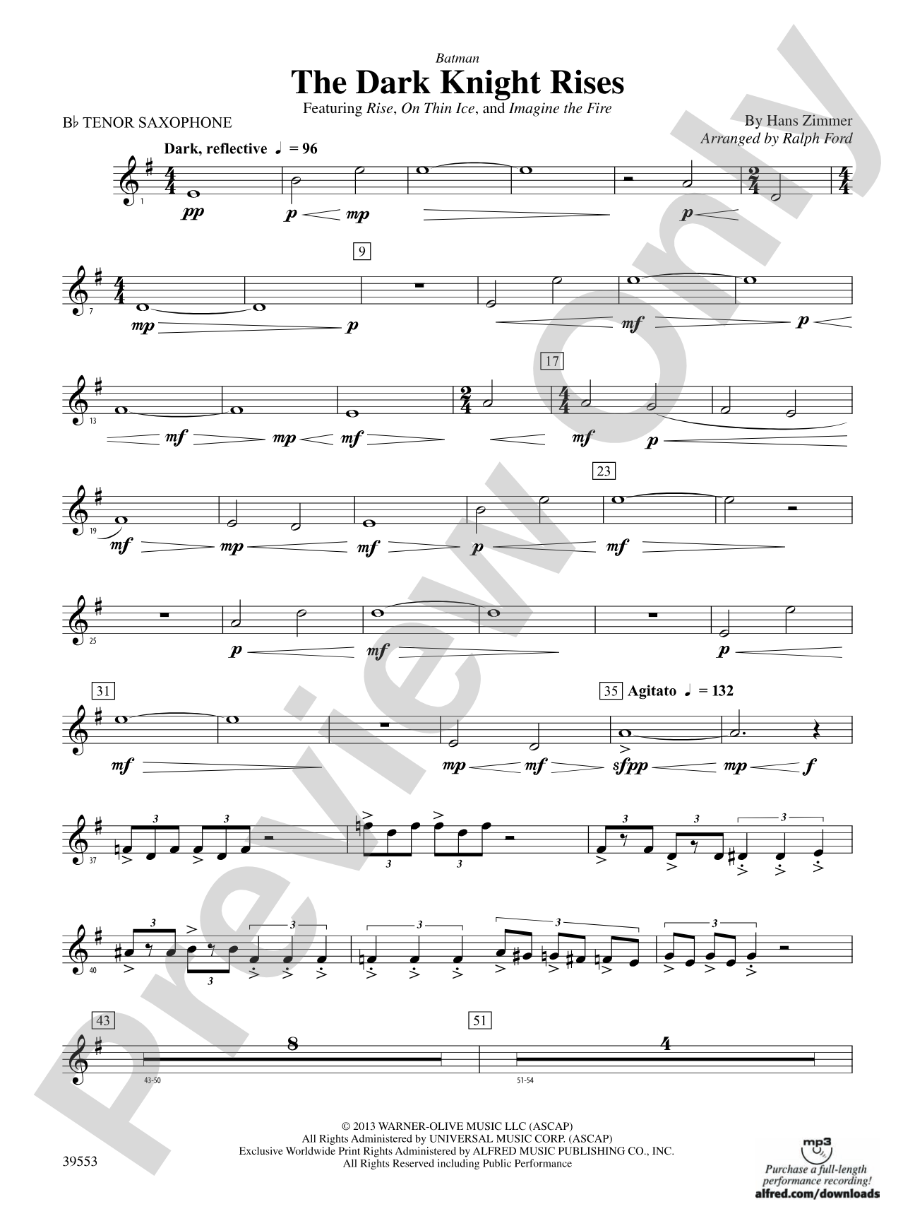 Batman: The Dark Knight Rises: B-flat Tenor Saxophone
