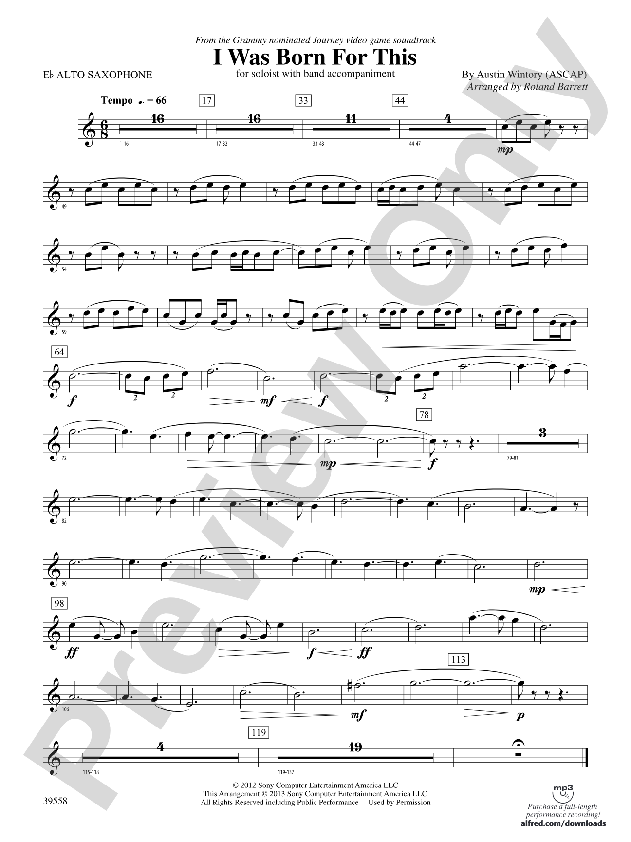 I Was Born for This: E-flat Alto Saxophone