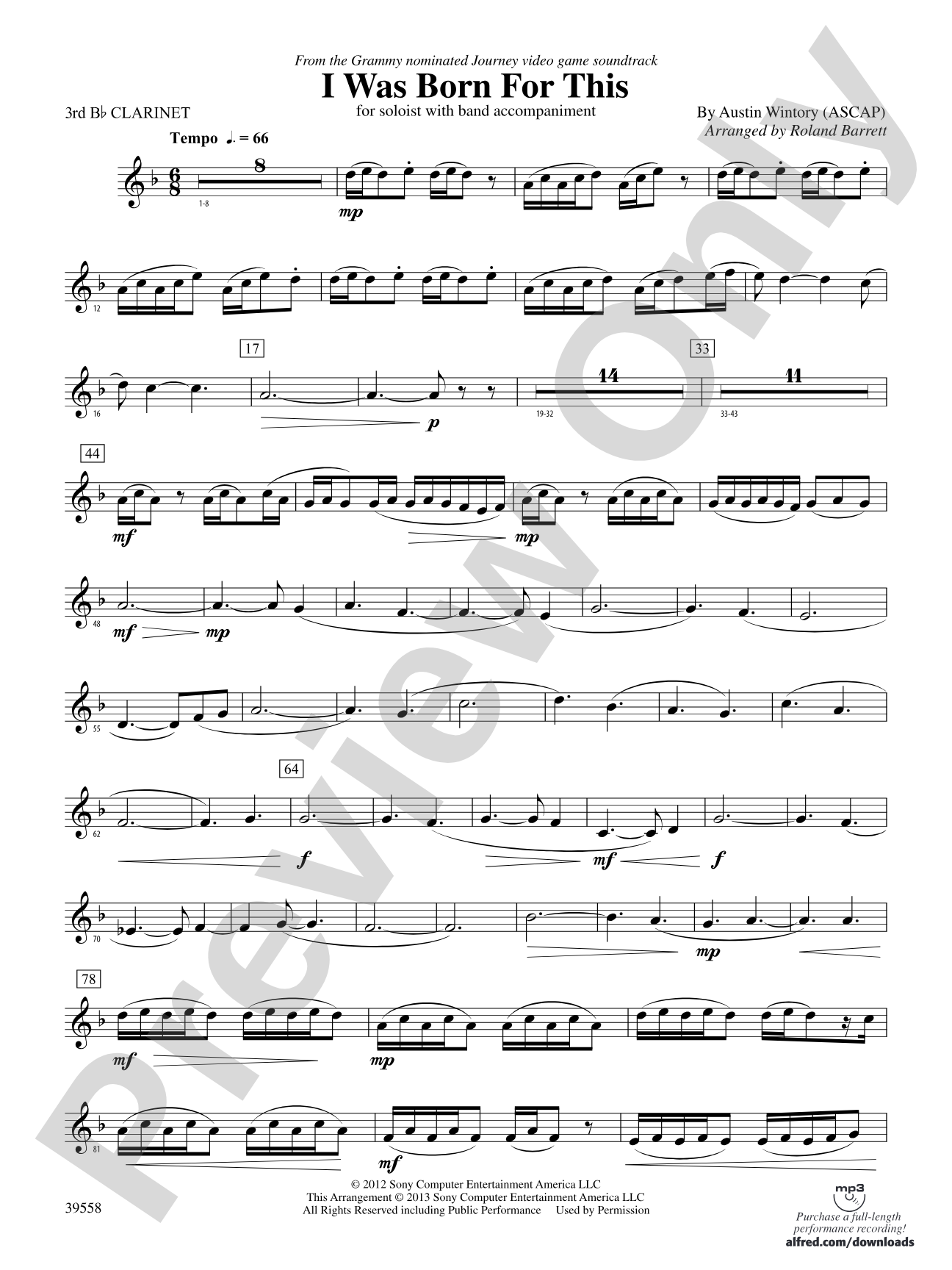 I Was Born for This: 3rd B-flat Clarinet