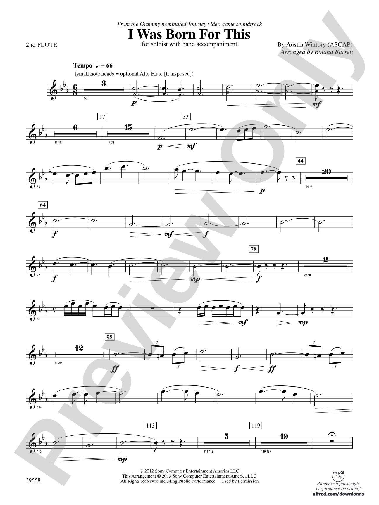 I Was Born for This: 2nd Flute