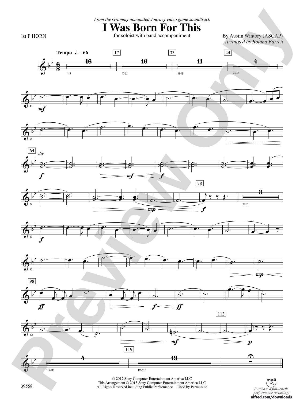I Was Born for This: 1st F Horn