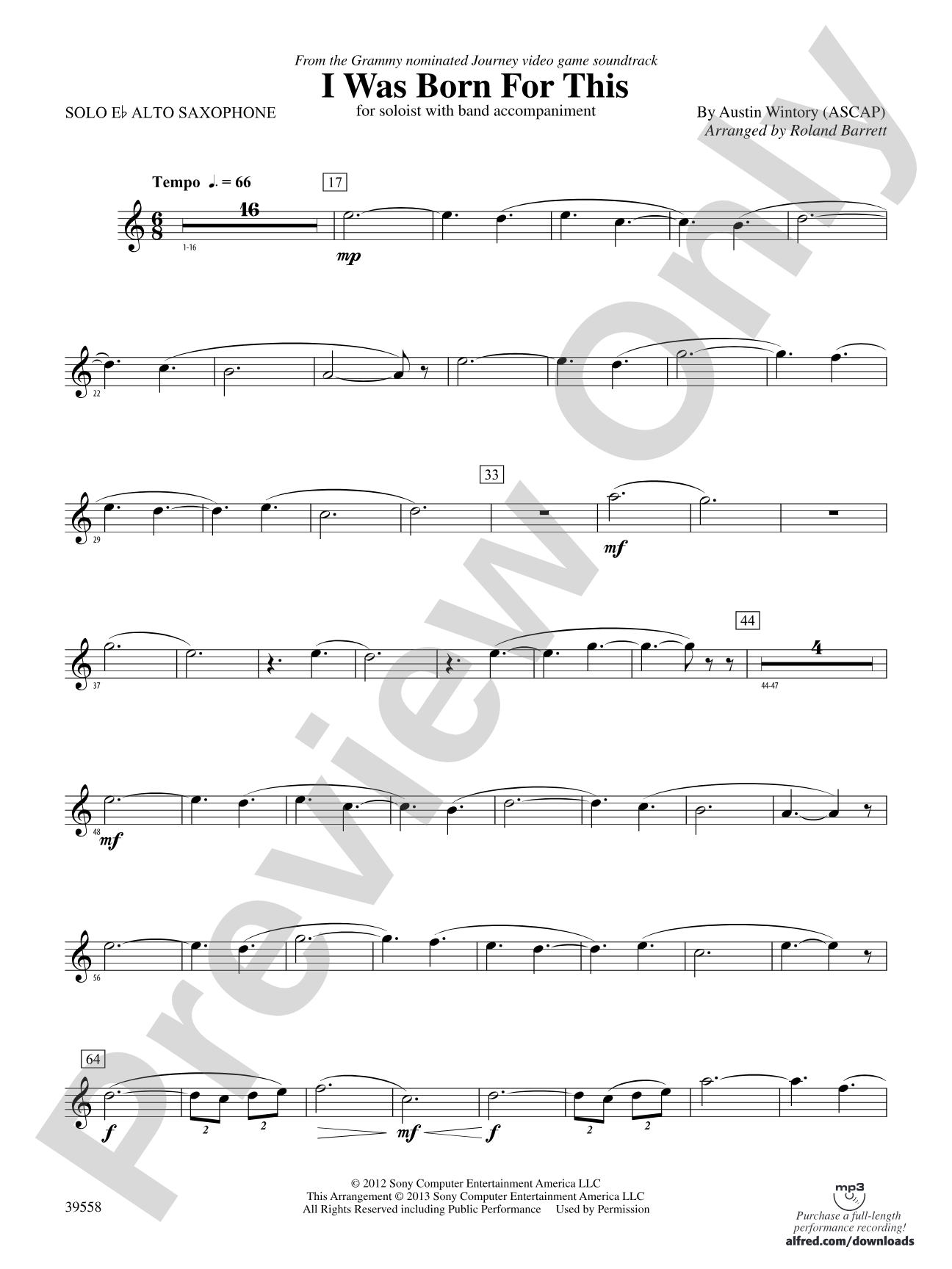 I Was Born for This: Solo Alto Saxophone