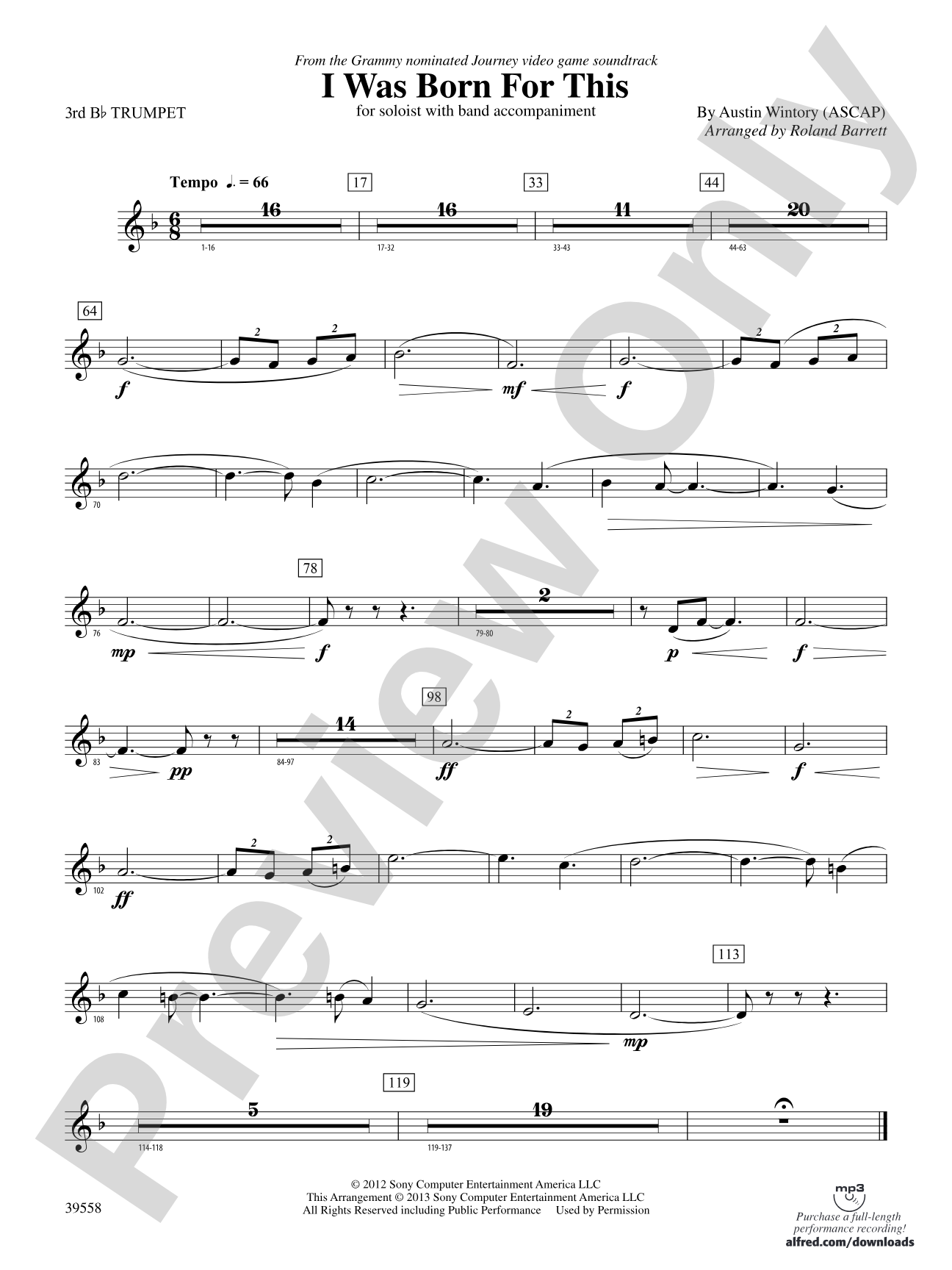 I Was Born for This: 3rd B-flat Trumpet